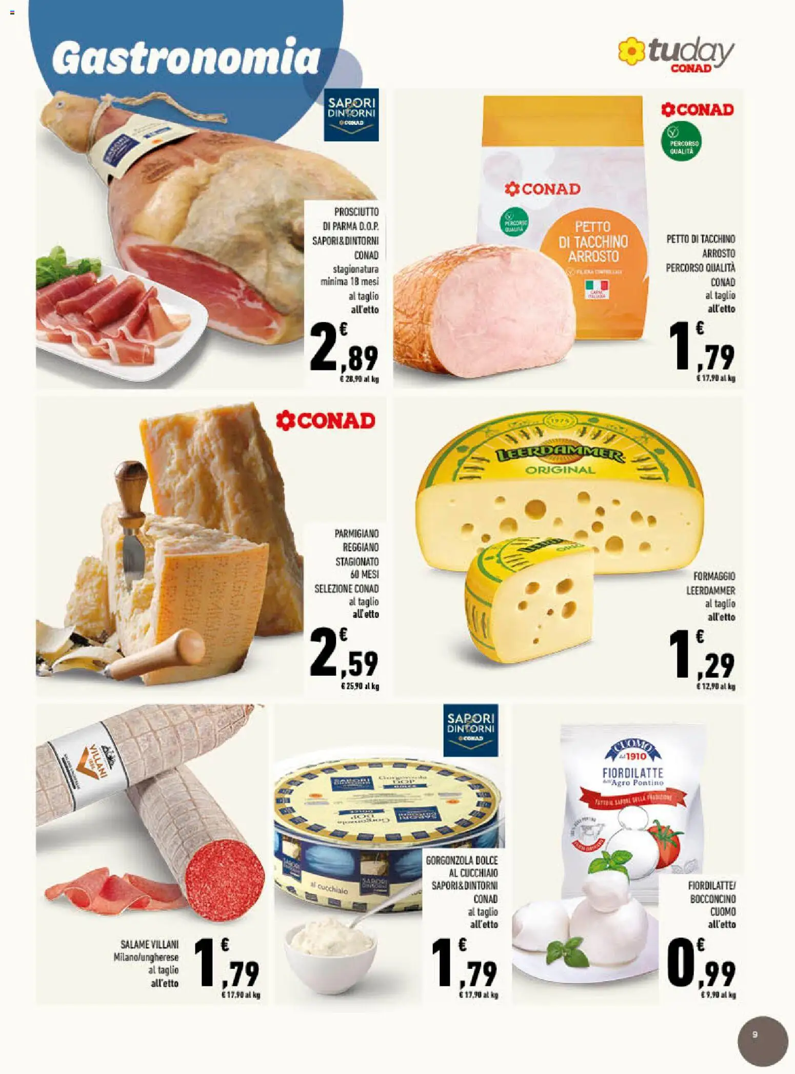 Volantino Conad del 28.01.2026 | Pagina: 9 | Prodotti: Prosciutto di Parma, Formaggio, Prosciutto, Parmigiano