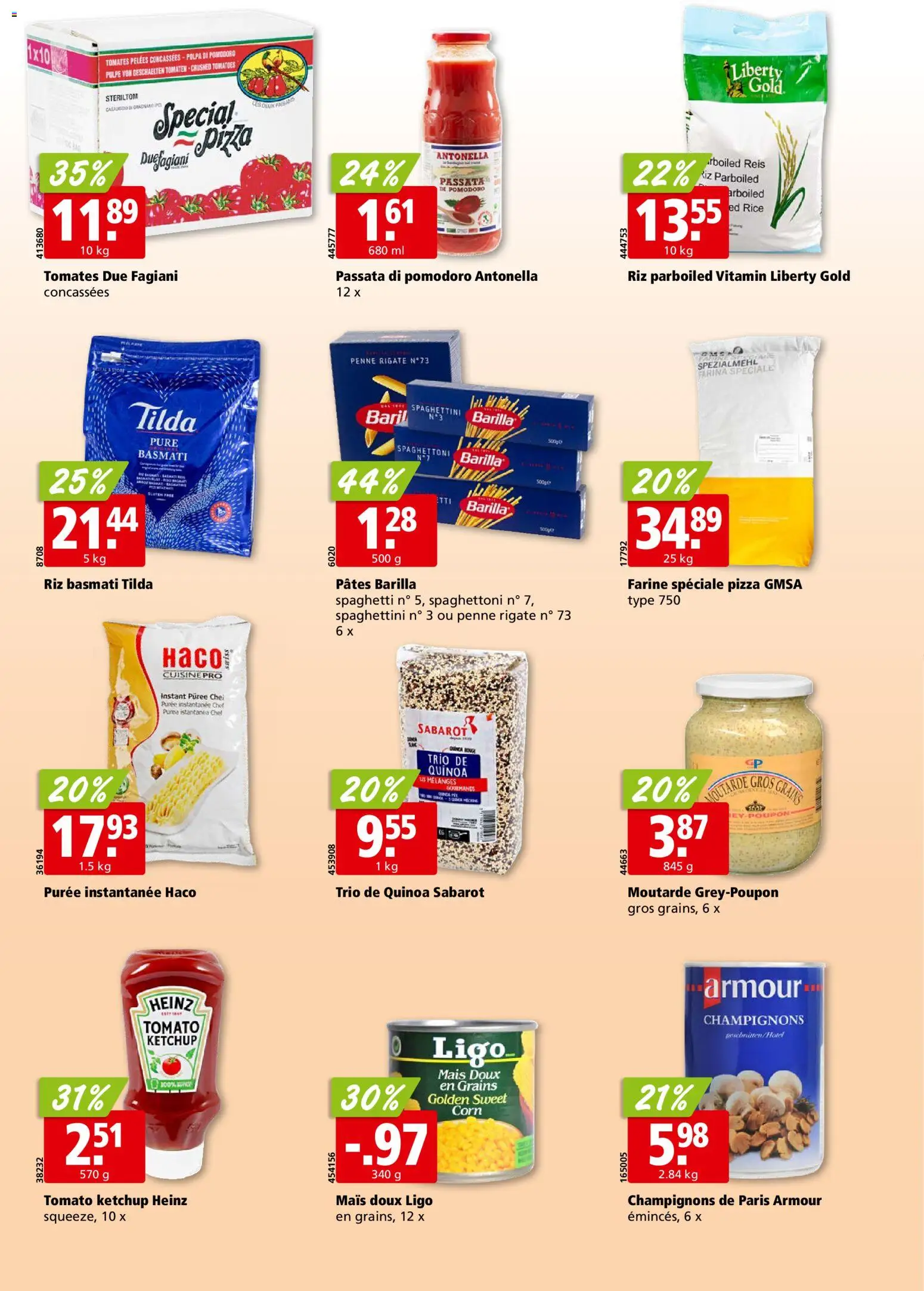 Aligro Aktionen Chavannes, Matran, Genève, Sion – gültig ab 23.02.2026 | Seite: 28 | Produkte: Barilla, Champignons, Reis, Ketchup