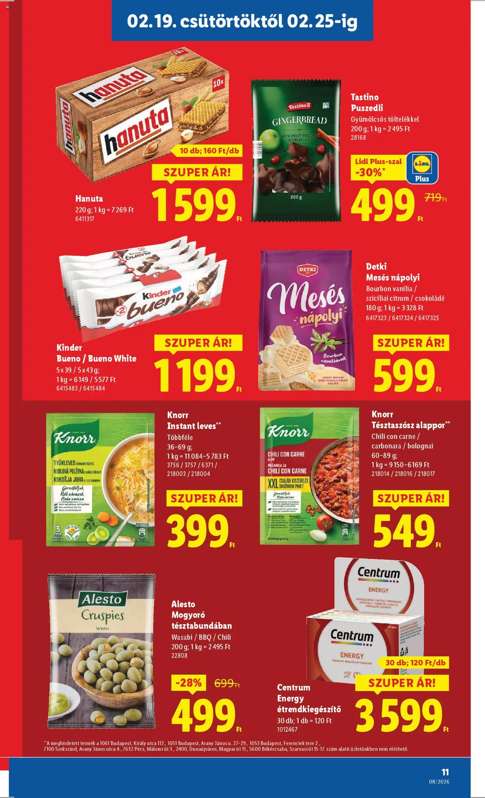Lidl akciós ujság - amely érvényes a következő dátumtól: 19.02.2026 | Oldal: 11