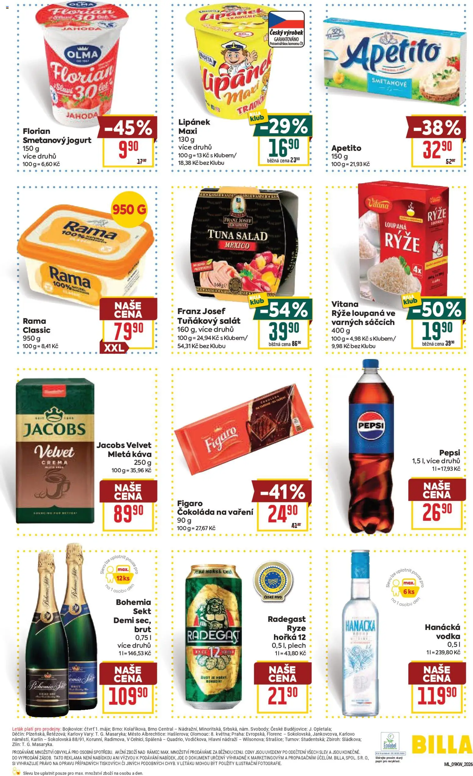 Billa Malý leták od 25.02.2026 | Strana: 3 | Produkty: Jogurt, Salát, Crema, Tuňákový salát