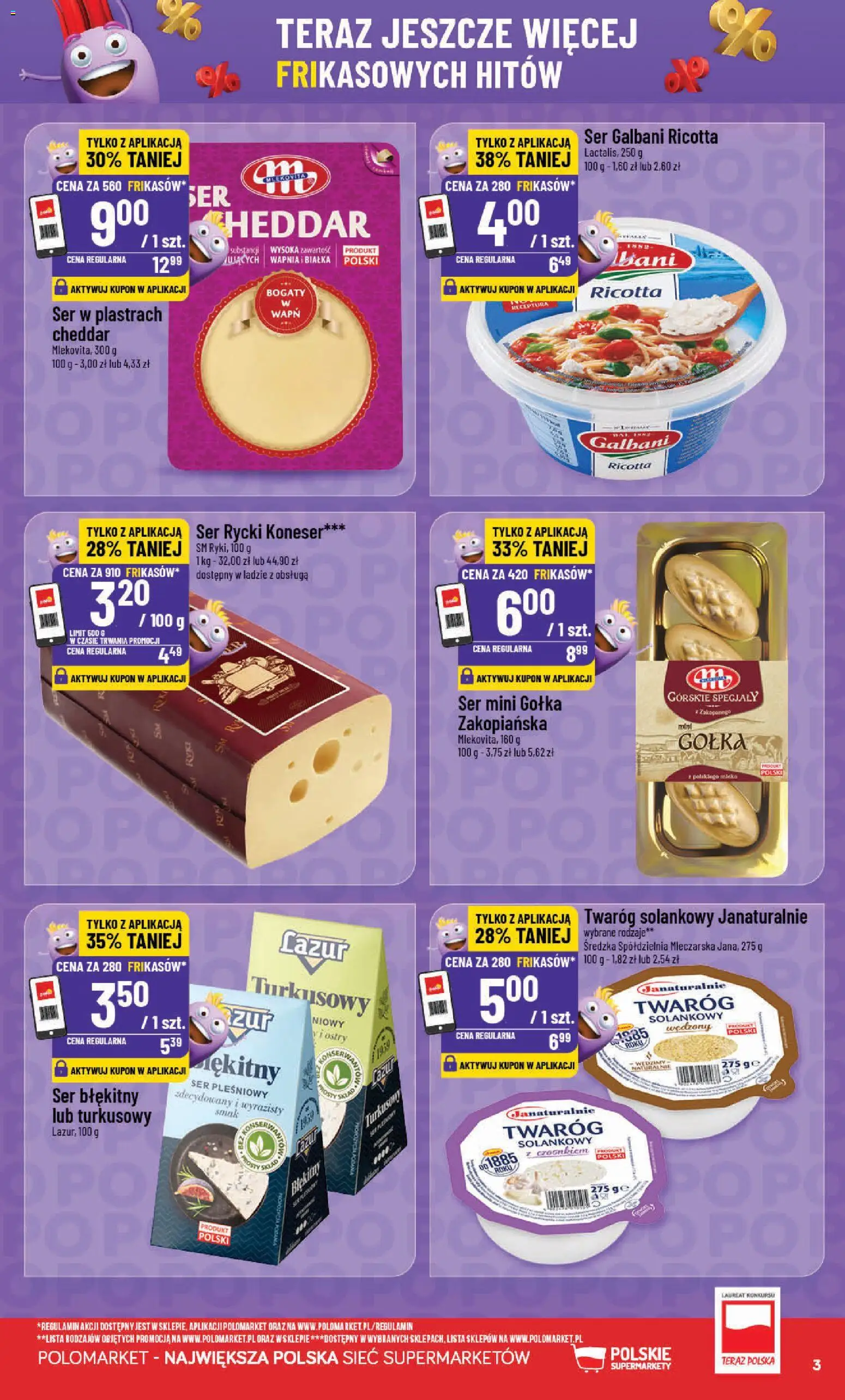 POLOmarket Gazetka - Frikasowe Hity od 17.12.2025 | Strona: 3 | Produkty: Mleko, Ser, Twaróg, Cheddar
