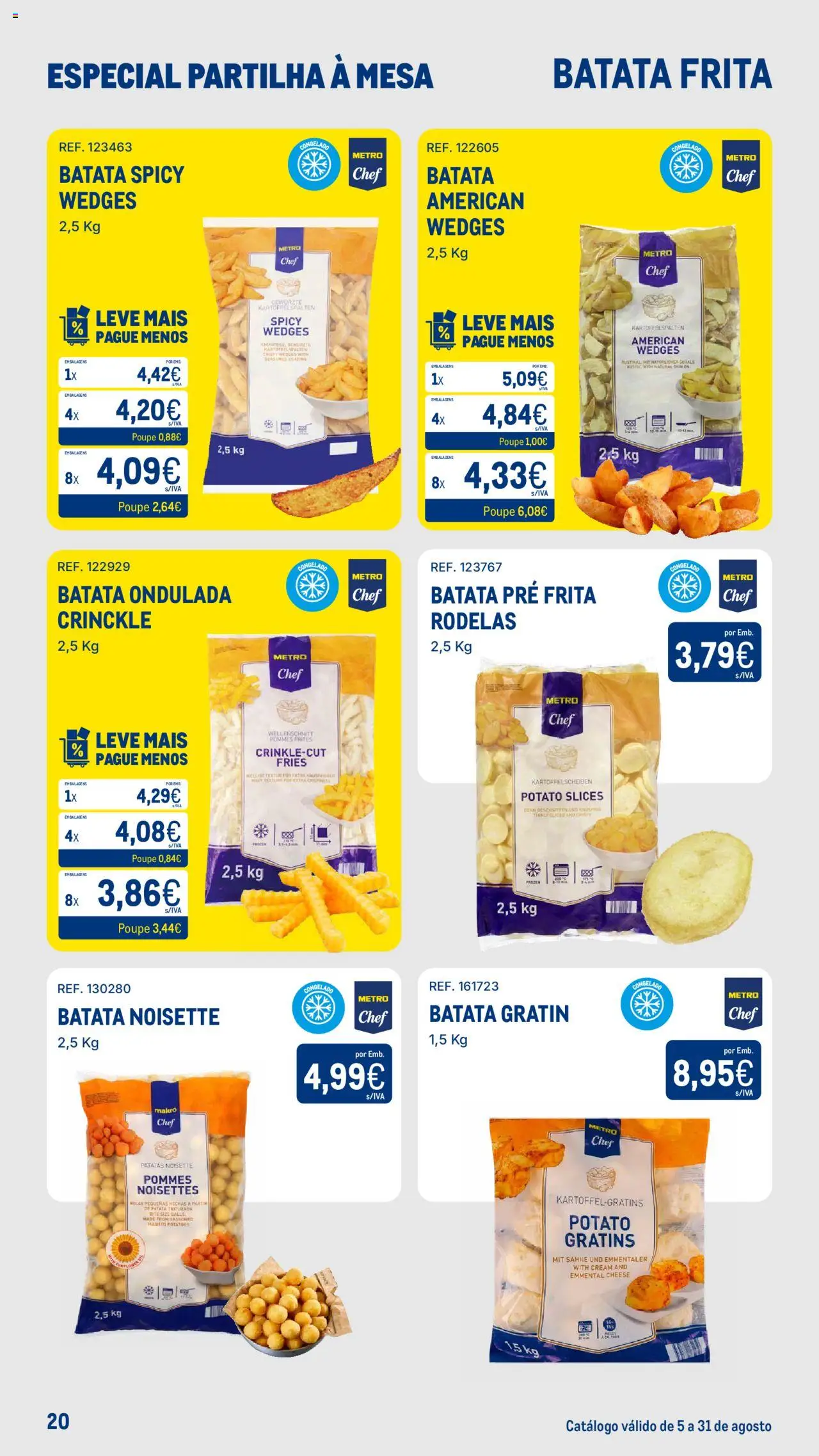 Makro - Especial Partilha à Mesa │ válido de 05.08.2025 | Página: 20 | Produtos: Batata, Batata frita, Mesa, Gelado