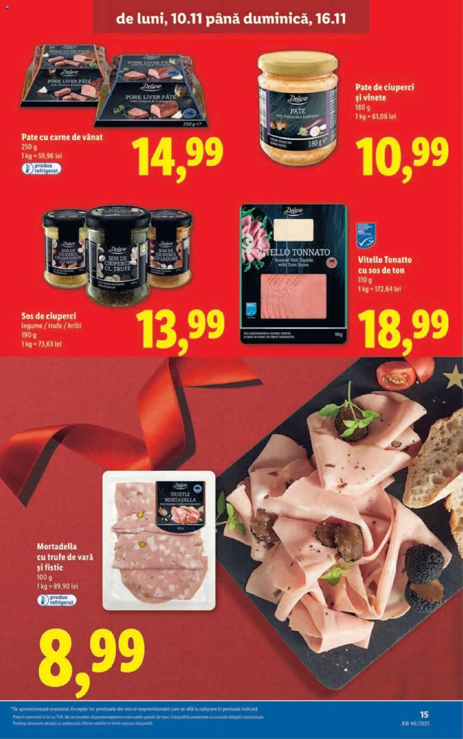 Noul catalog Lidl – valabil de la 10.11.2025 | Pagină: 15 | Produse: Pate, Ciuperci, Fistic, Legume