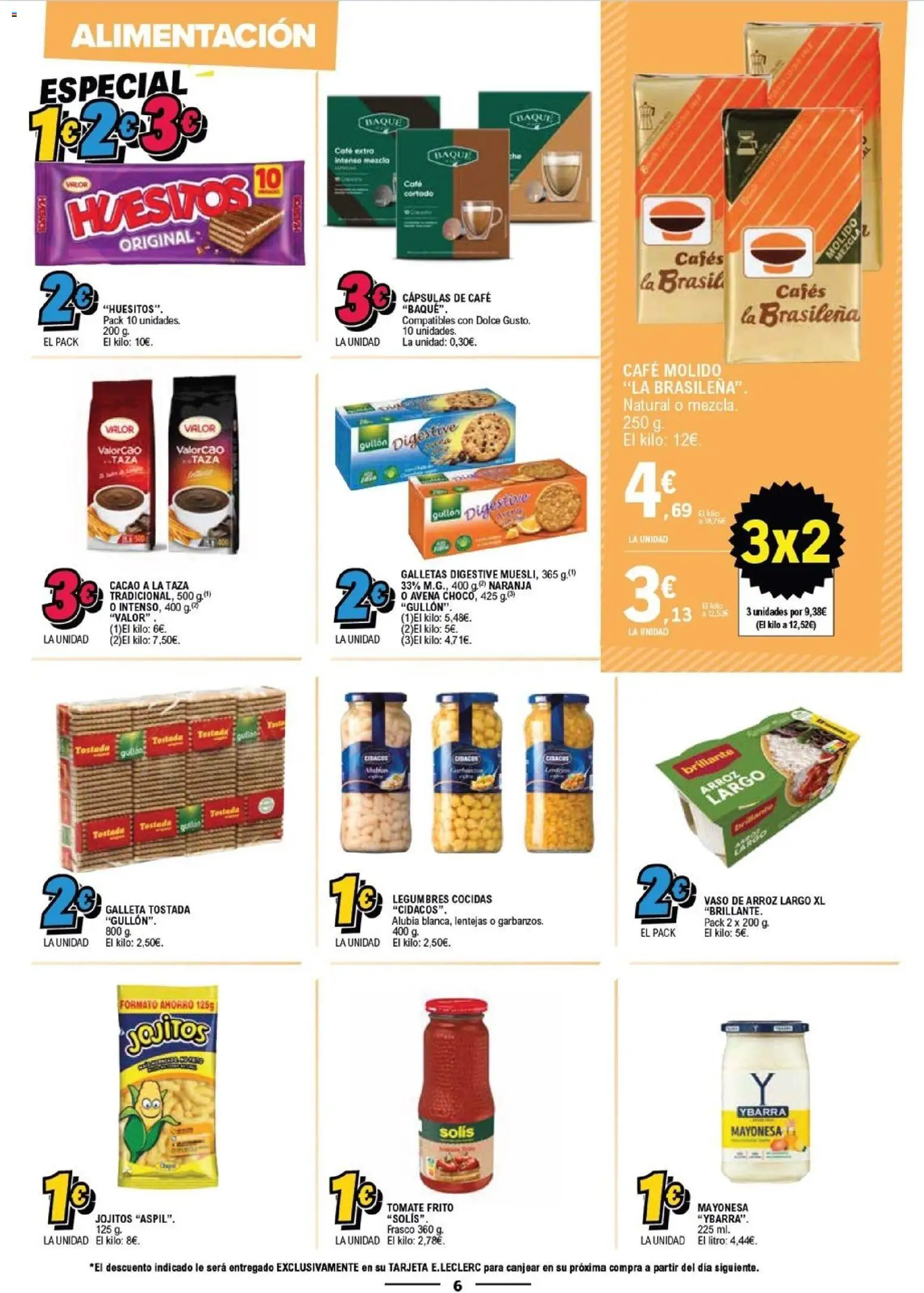 E.Leclerc folleto │ válido desde el 28.01.2026 | Página: 6 | Productos: Café, Galletas, Οθόνη προβολής, Φρυγανιές σικάλεως
