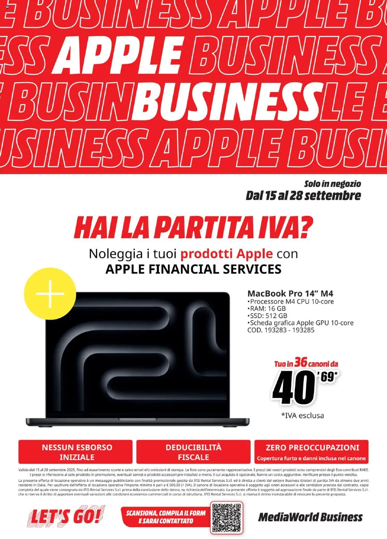 Volantino Media World del 15.09.2025 | Pagina: 1 | Prodotti: Macbook