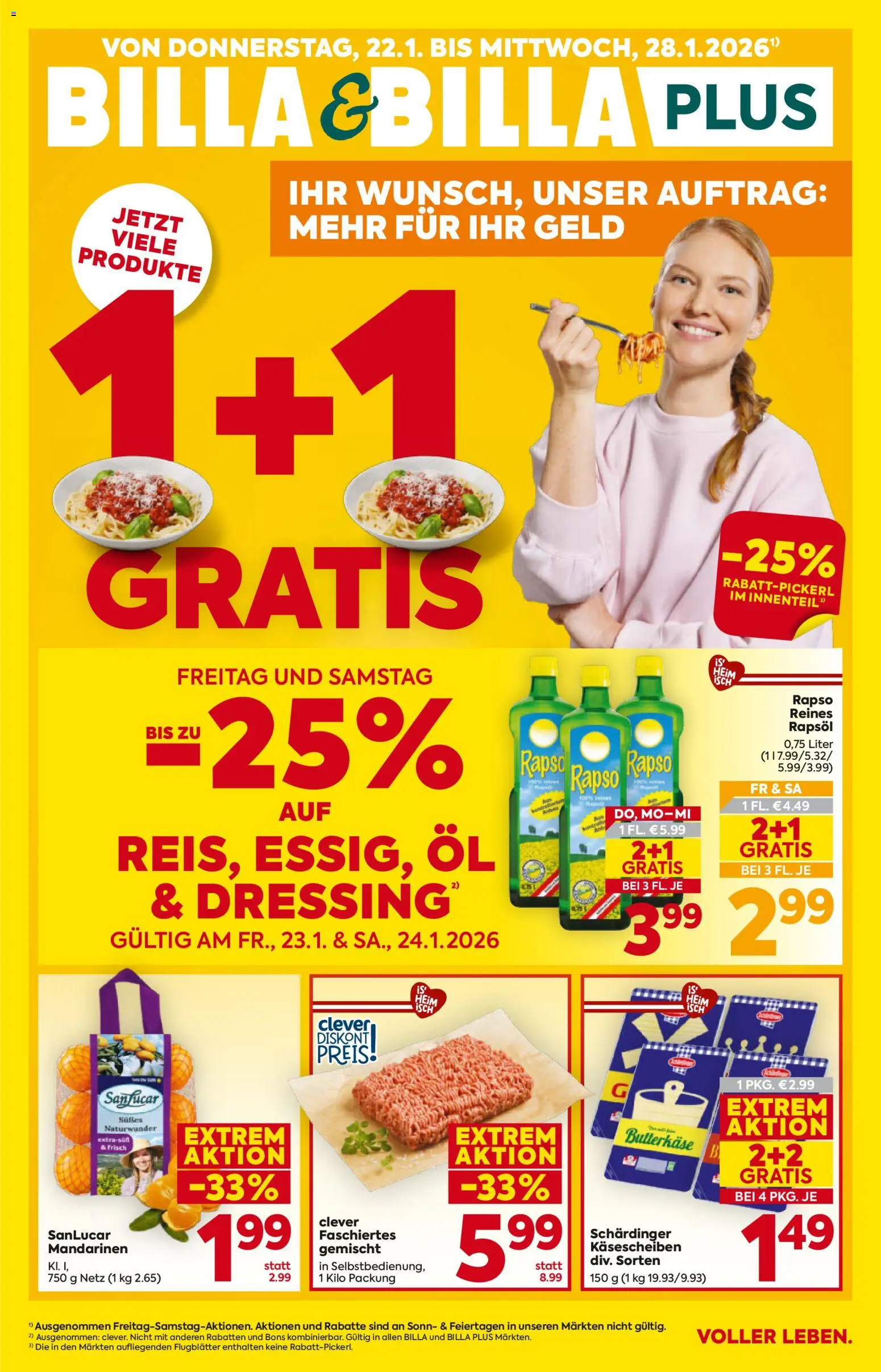 Billa Flugblatt gültig ab 22.01.2026 | Seite: 1