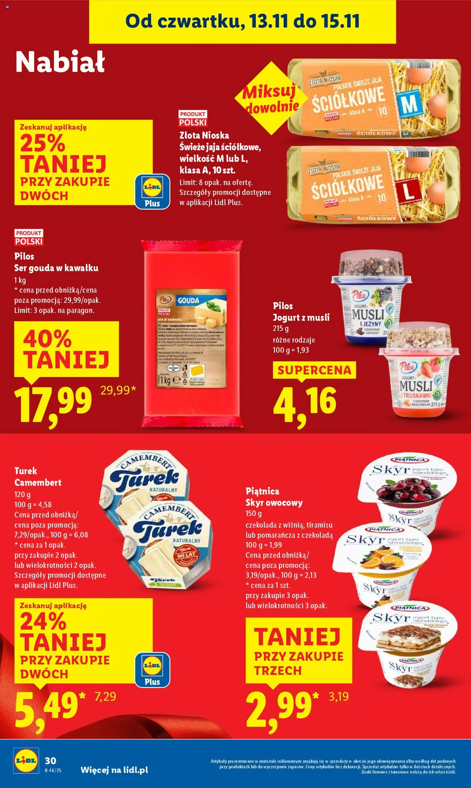 Lidl Gazetka od 13.11.2025 | Strona: 30 | Produkty: Camembert, Ser, Jogurt, Czekolada