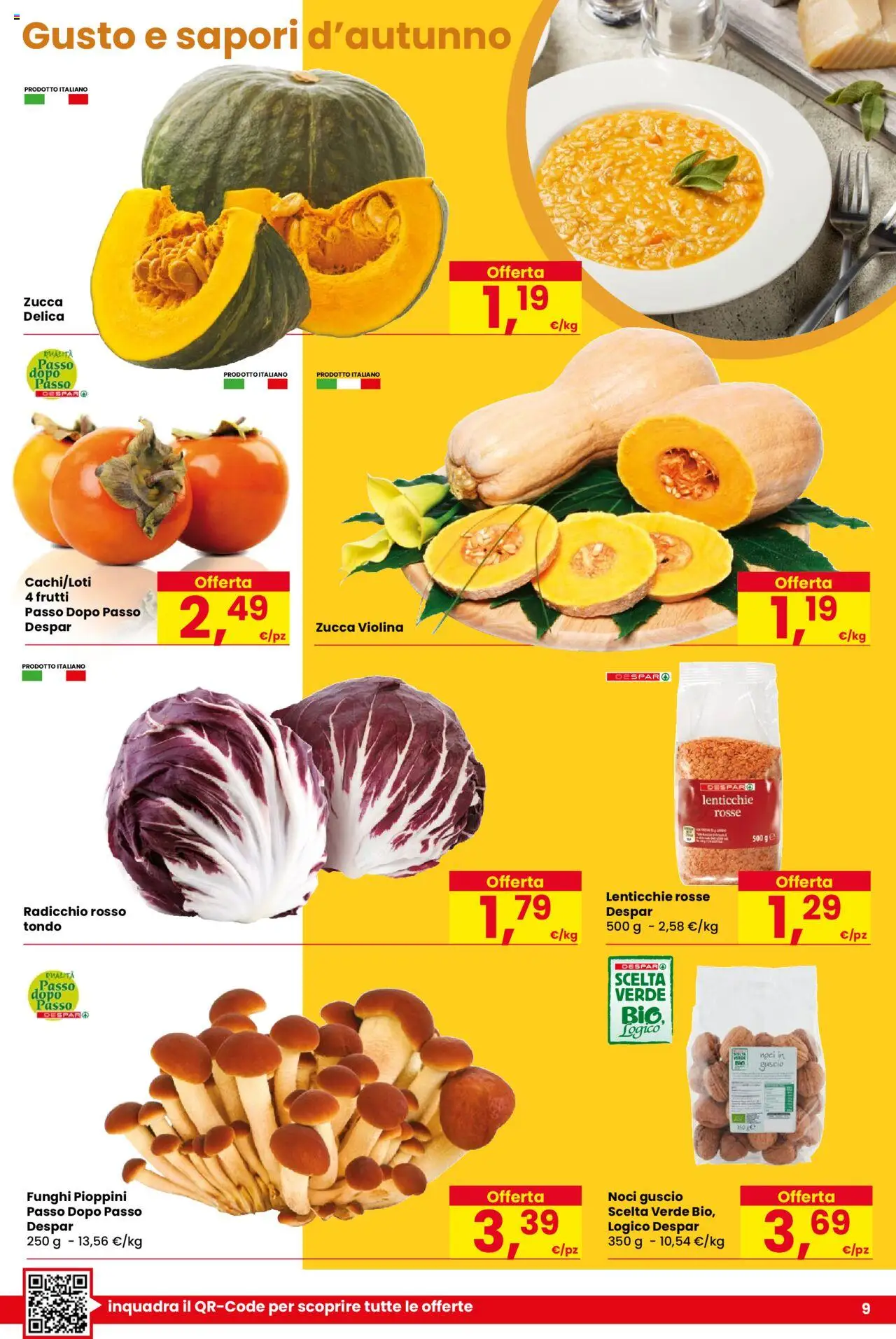 Volantino Despar del 16.10.2025 | Pagina: 9 | Prodotti: Lenticchie, Noci, Funghi, Zucca