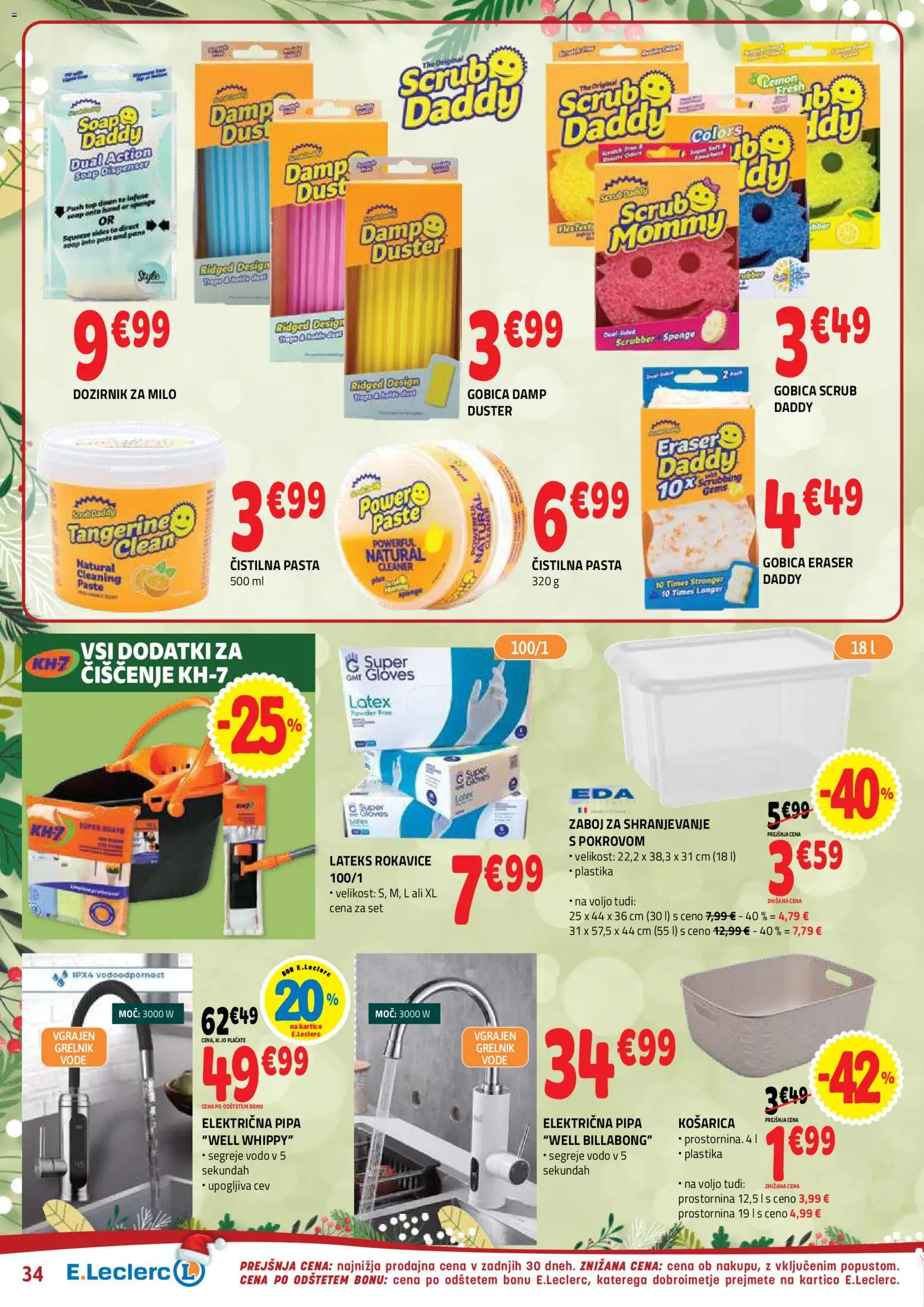 Novi E.leclerc katalog ponudbe – veljaven od 27.12.2025 | Stran: 34 | Izdelki: Gobica, Milo, Grelnik vode, Rokavice
