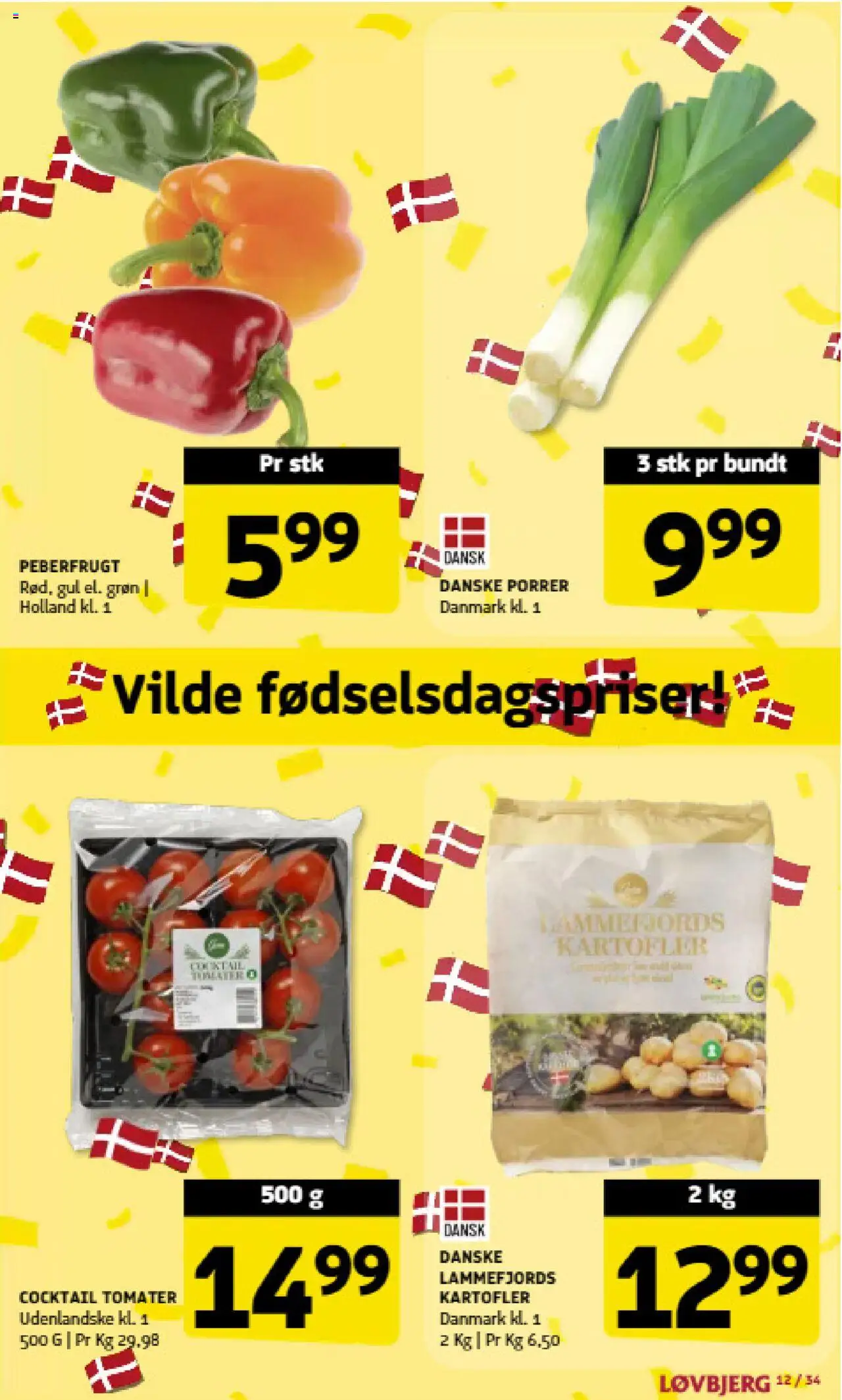 Løvbjerg tilbudsavis – gyldig fra 12.09.2025 | Side: 12 | Produkter: Tomater, Kartofler, Porrer, Peberfrugt