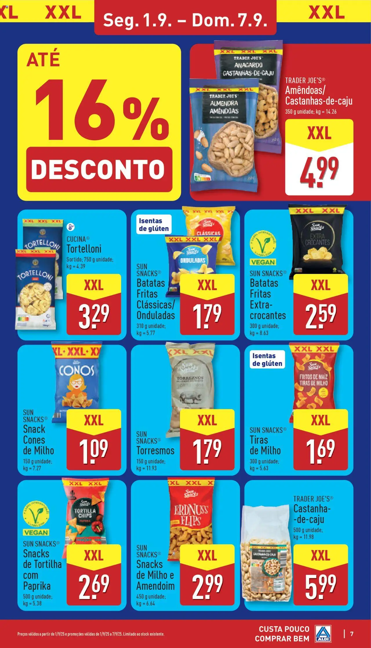 Aldi folheto │ válido de 01.09.2025 | Página: 7 | Produtos: Amêndoas, Batatas fritas, Milho