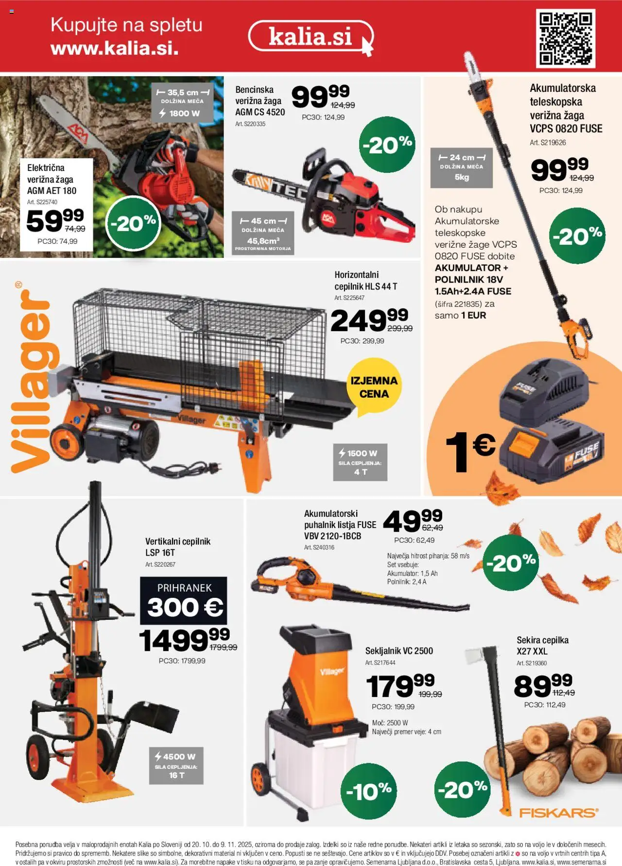 Novi Kalia katalog ponudbe – veljaven od 20.10.2025 | Stran: 12 | Izdelki: Verižna žaga, Akumulator, Polnilnik