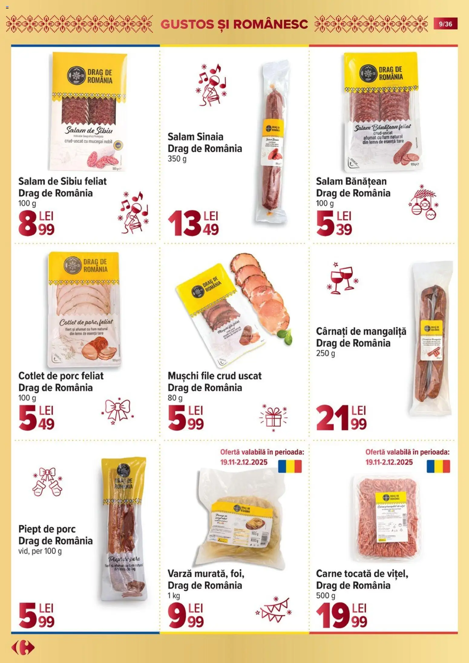 Noul catalog Carrefour – valabil de la 19.11.2025 | Pagină: 9 | Produse: Varză, Lait de coco, Salam, Cârnați