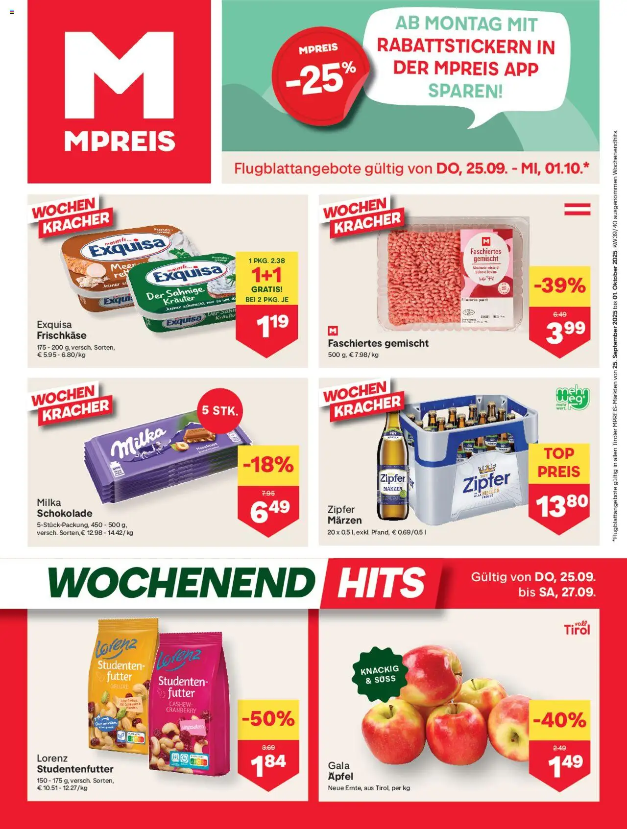 MPREIS Flugblatt gültig ab 25.09.2025 | Seite: 1