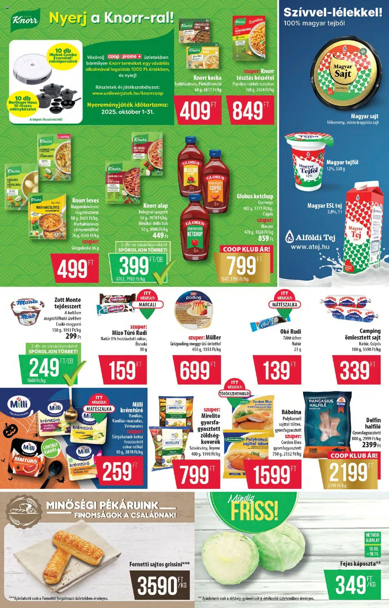 COOP akciós ujság - amely érvényes a következő dátumtól: 09.10.2025 | Oldal: 3 | Termékek: Puding, Tej, Ketchup, Cukor