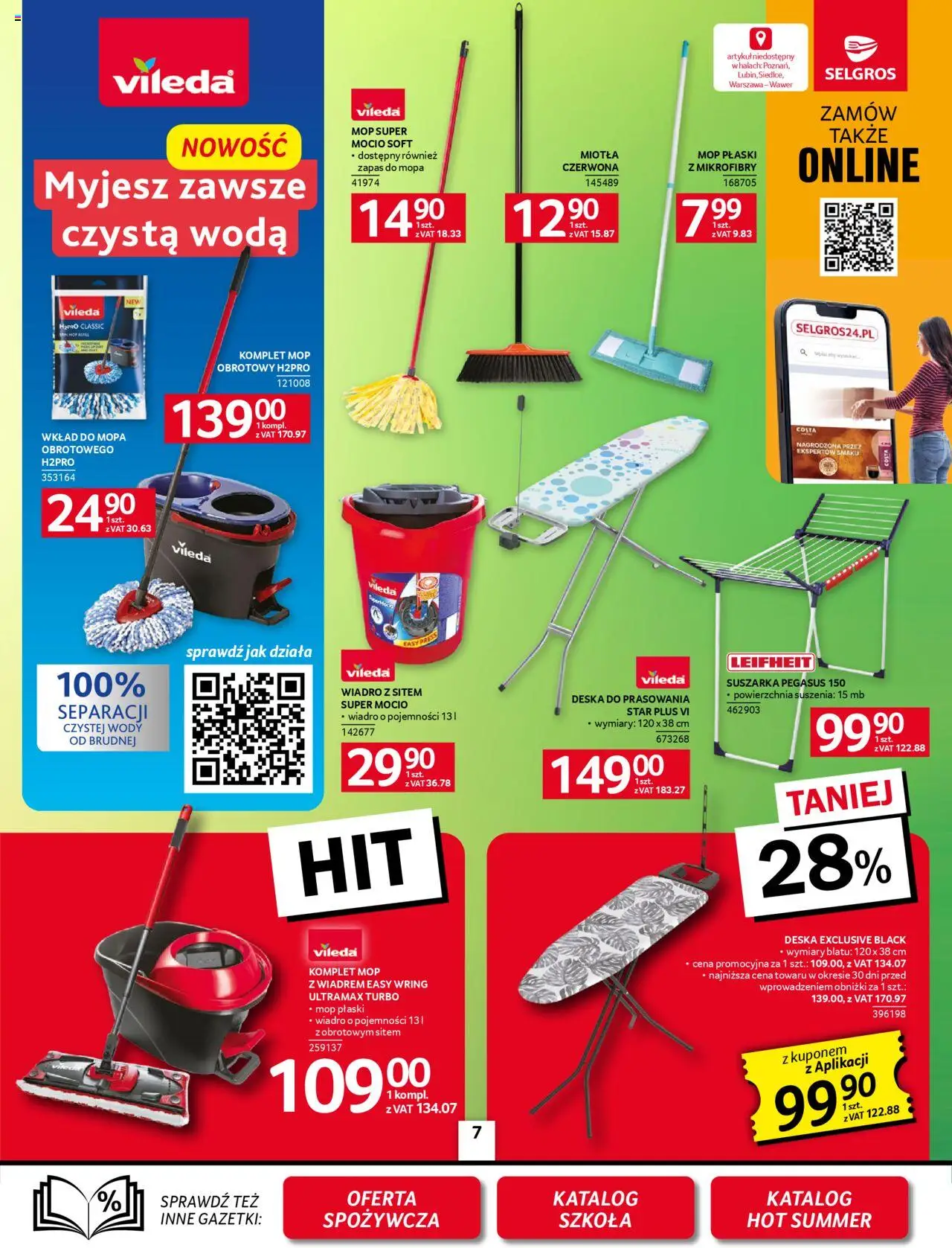 Selgros cash&carry Gazetka - Oferta przemysłowa od 14.08.2025 | Strona: 9 | Produkty: Suszarka, Deska do prasowania, Vileda, Woda