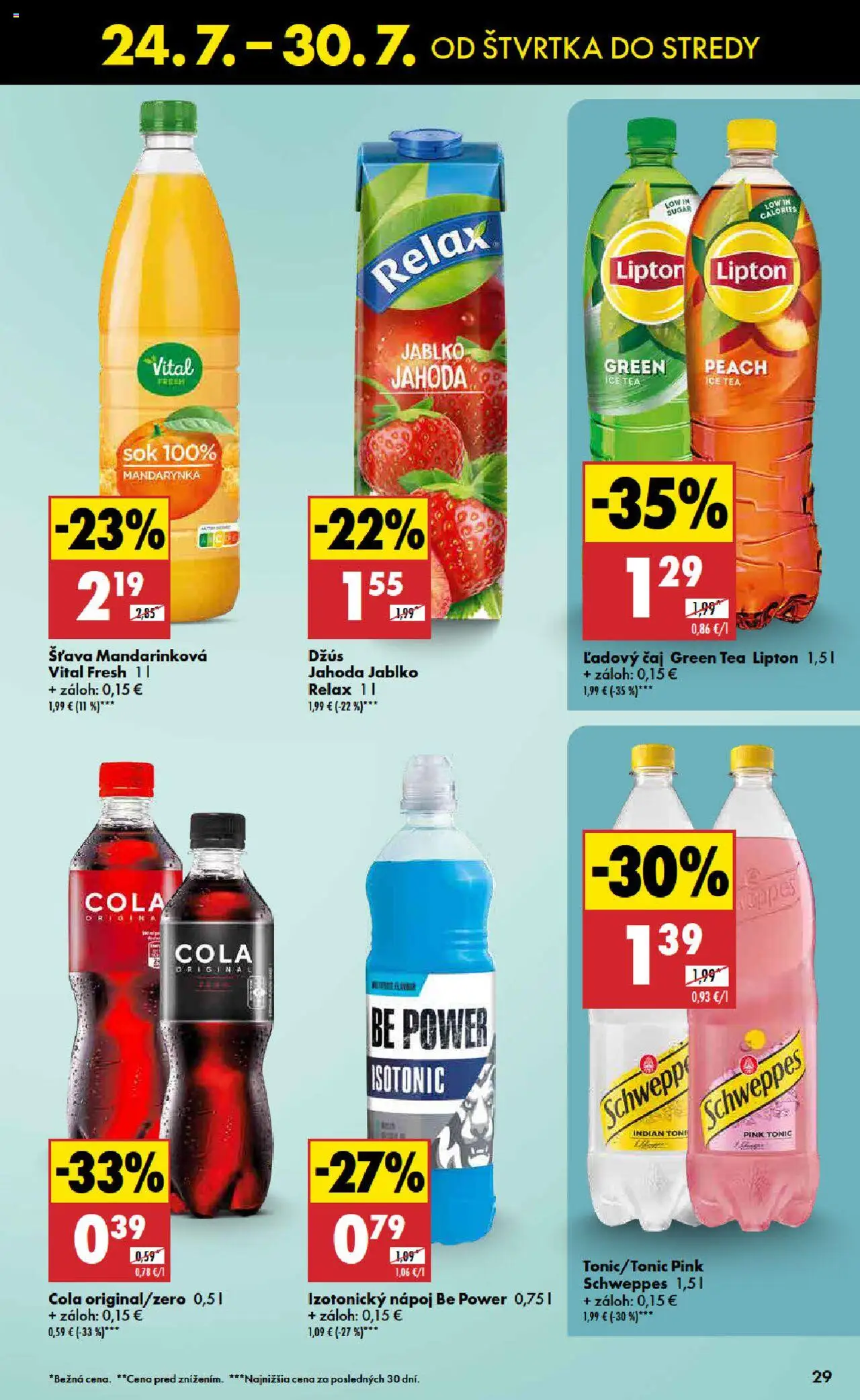 Biedronka leták │ platný od 24.07.2025 | Strana: 29 | Produkty: Džús, Čaj, Cola