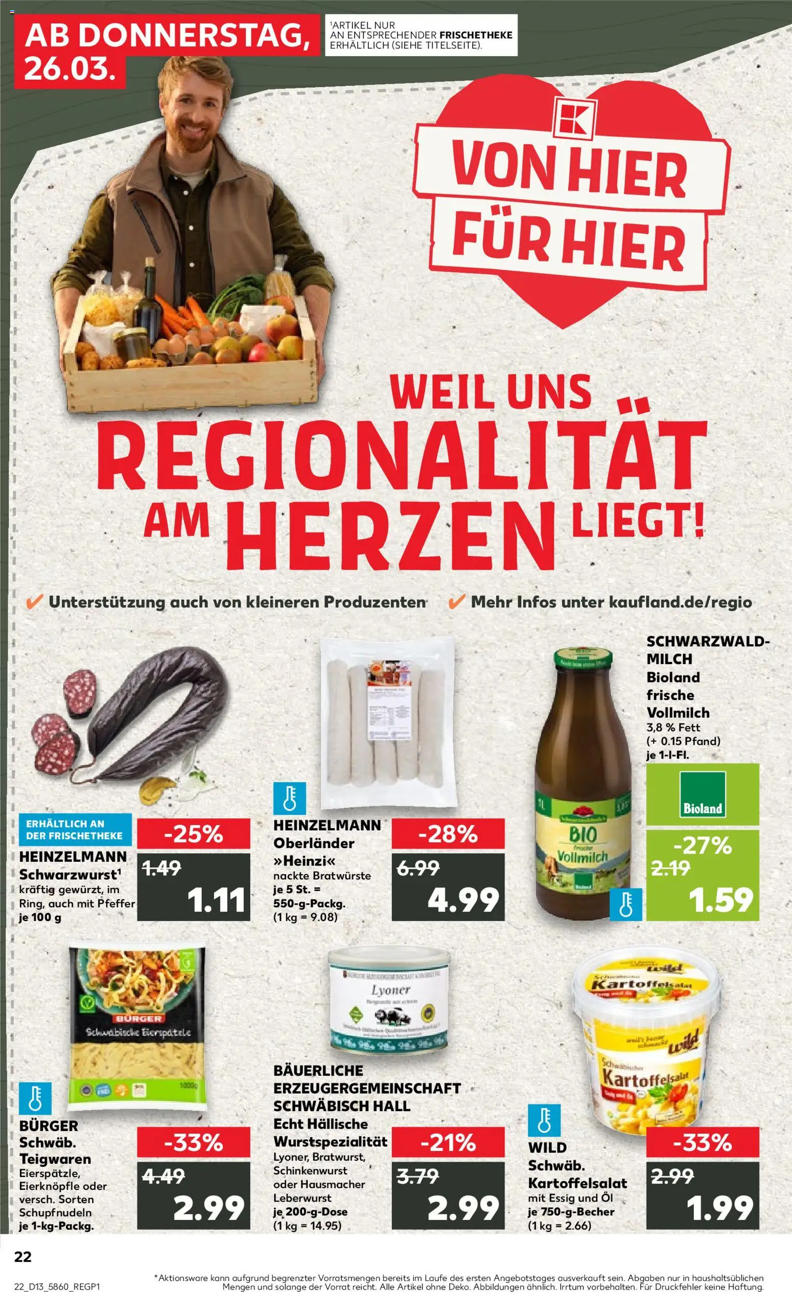 Kaufland Prospekt Stuttgart	 – gültig ab 26.03.2026 | Seite: 22 | Produkte: Öl, Essig, Burger, Pasta