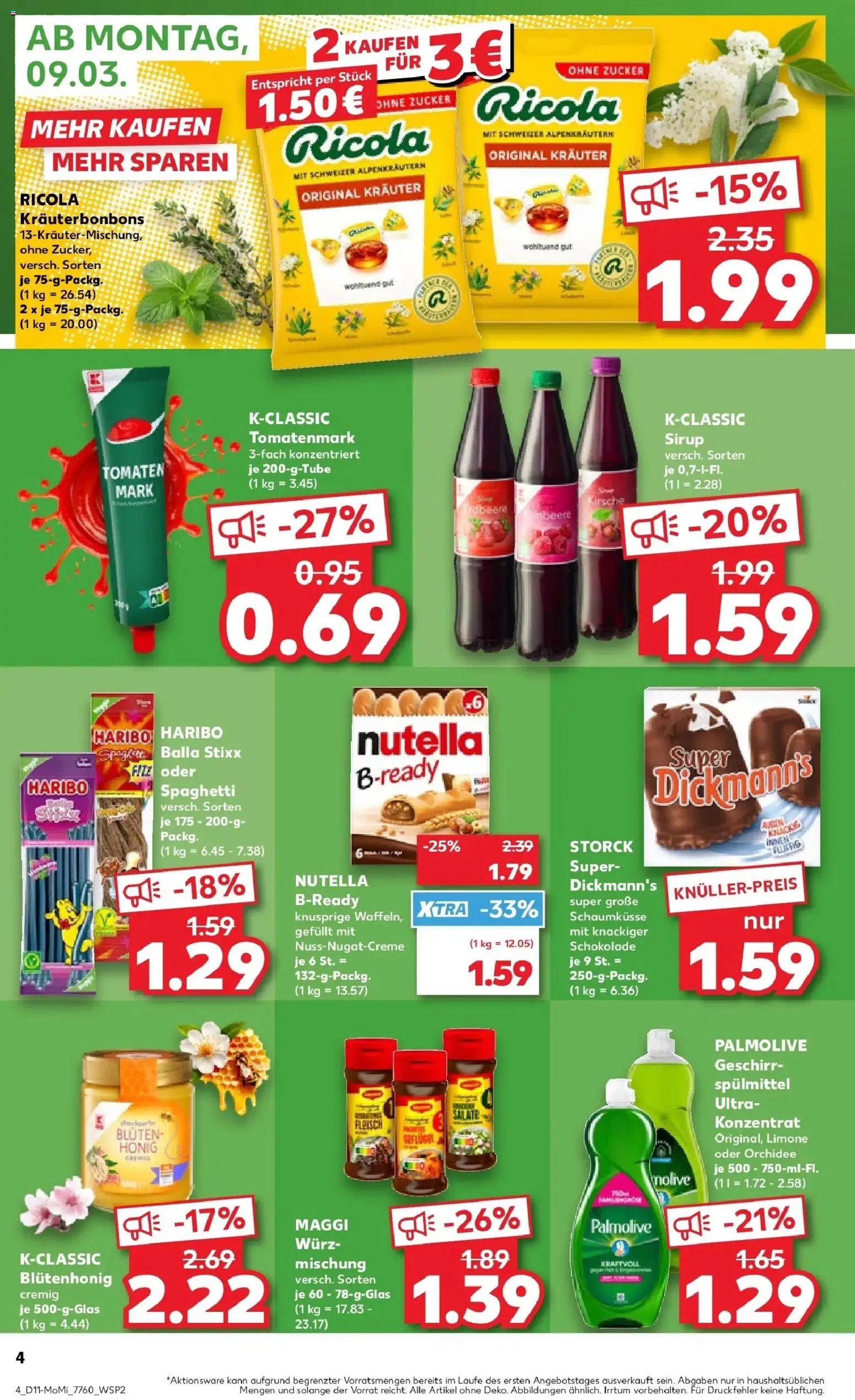 Kaufland Prospekt Markt Schwaben	 – gültig ab 09.03.2026 | Seite: 4 | Produkte: Maggi, Haribo, Schokolade, Tomaten