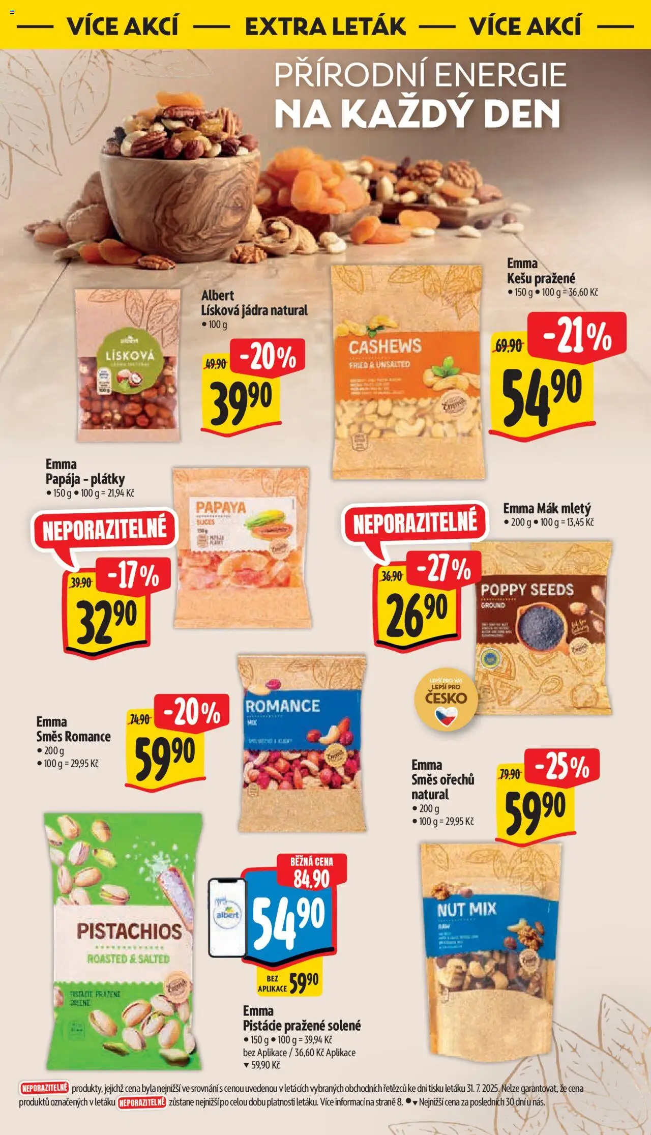 Albert leták - Supermarket - Letňany od 06.08.2025 | Strana: 34 | Produkty: Kešu, Mák mletý, Pistácie, Směs ořechů