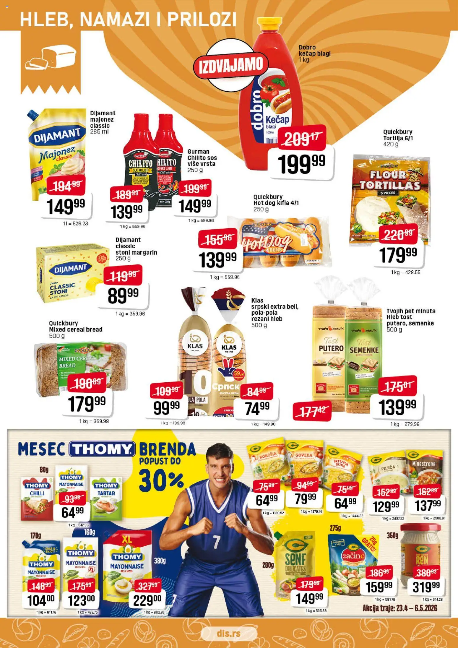 DIS katalog - važi od 23.04.2026 | Strana: 6 | Proizvode: Kečap, Senf, Margarin, Hot dog