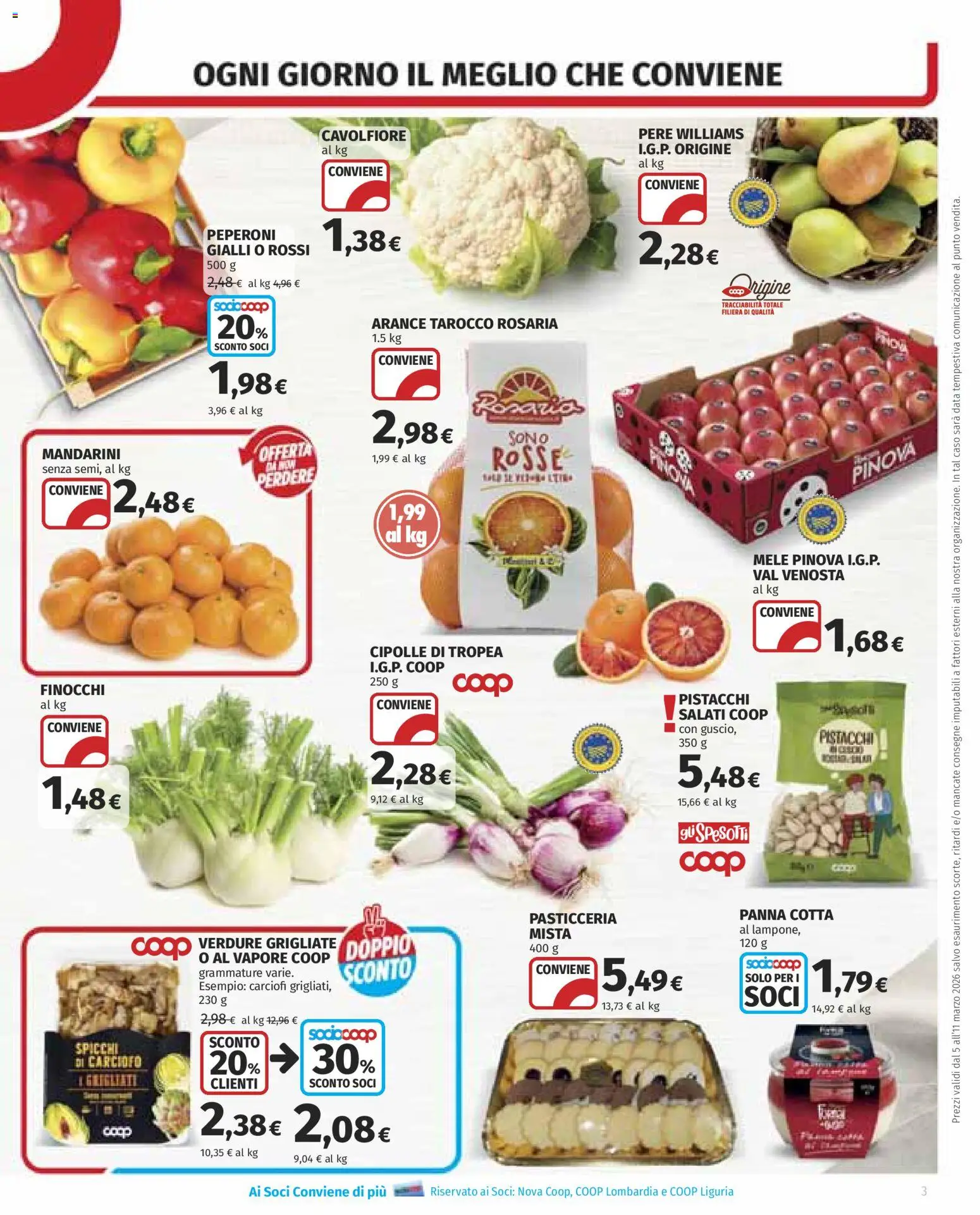 Volantino COOP del 05.03.2026 | Pagina: 3 | Prodotti: Mandarini, Verdure, Carciofi, Finocchi