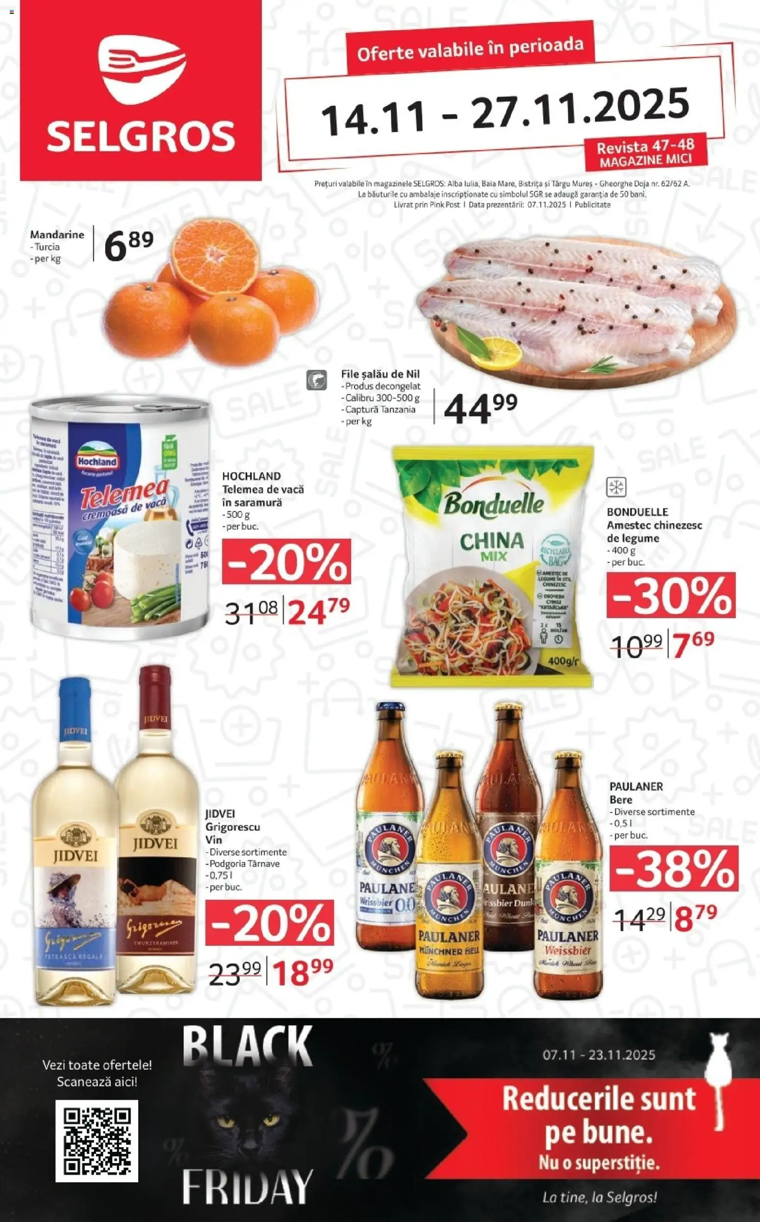 Noul catalog Selgros – valabil de la 14.11.2025 | Pagină: 1 | Produse: Mici, Bere, Mandarine, Legume