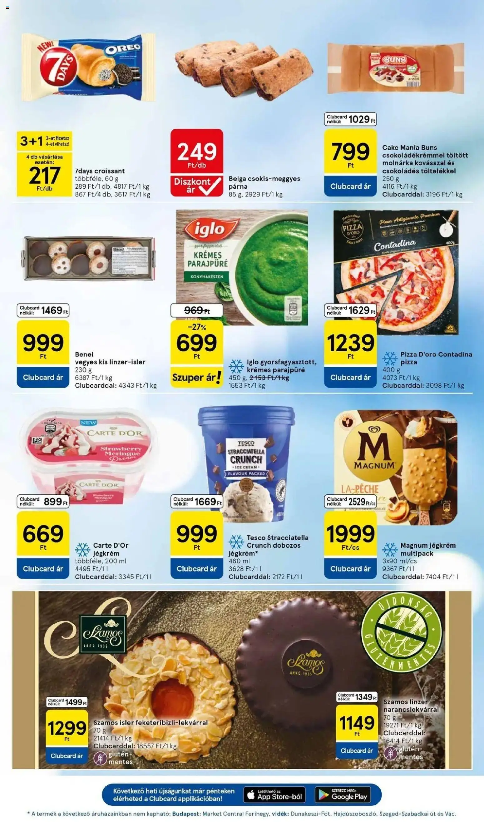 Tesco akciós ujság - amely érvényes a következő dátumtól: 23.04.2026 | Oldal: 13 | Termékek: Croissant, Pizza, Linzer, Jégkrém