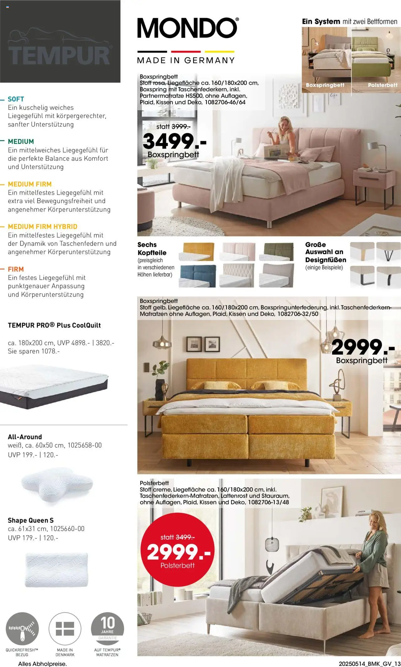 Möbel Martin Prospekt 	 - gültig ab dem 14.05.2025 | Seite: 13 | Produkte: Kissen, Lattenrost, Boxspringbett, Polsterbett