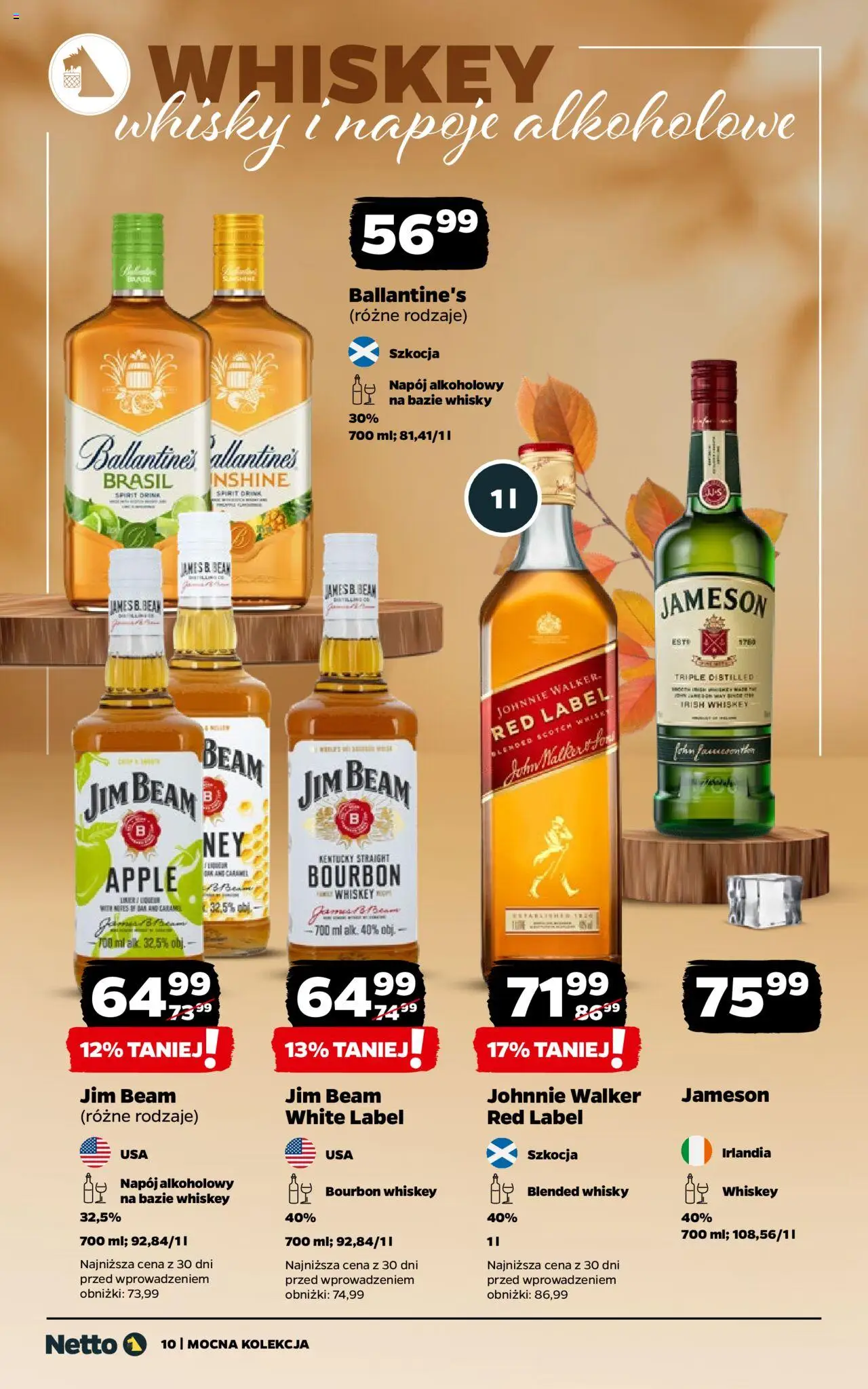 Netto gazetka - Alkohole mocne od 13.10.2025 | Strona: 10 | Produkty: Bourbon, Jim Beam, Whisky Ballantines, Whisky