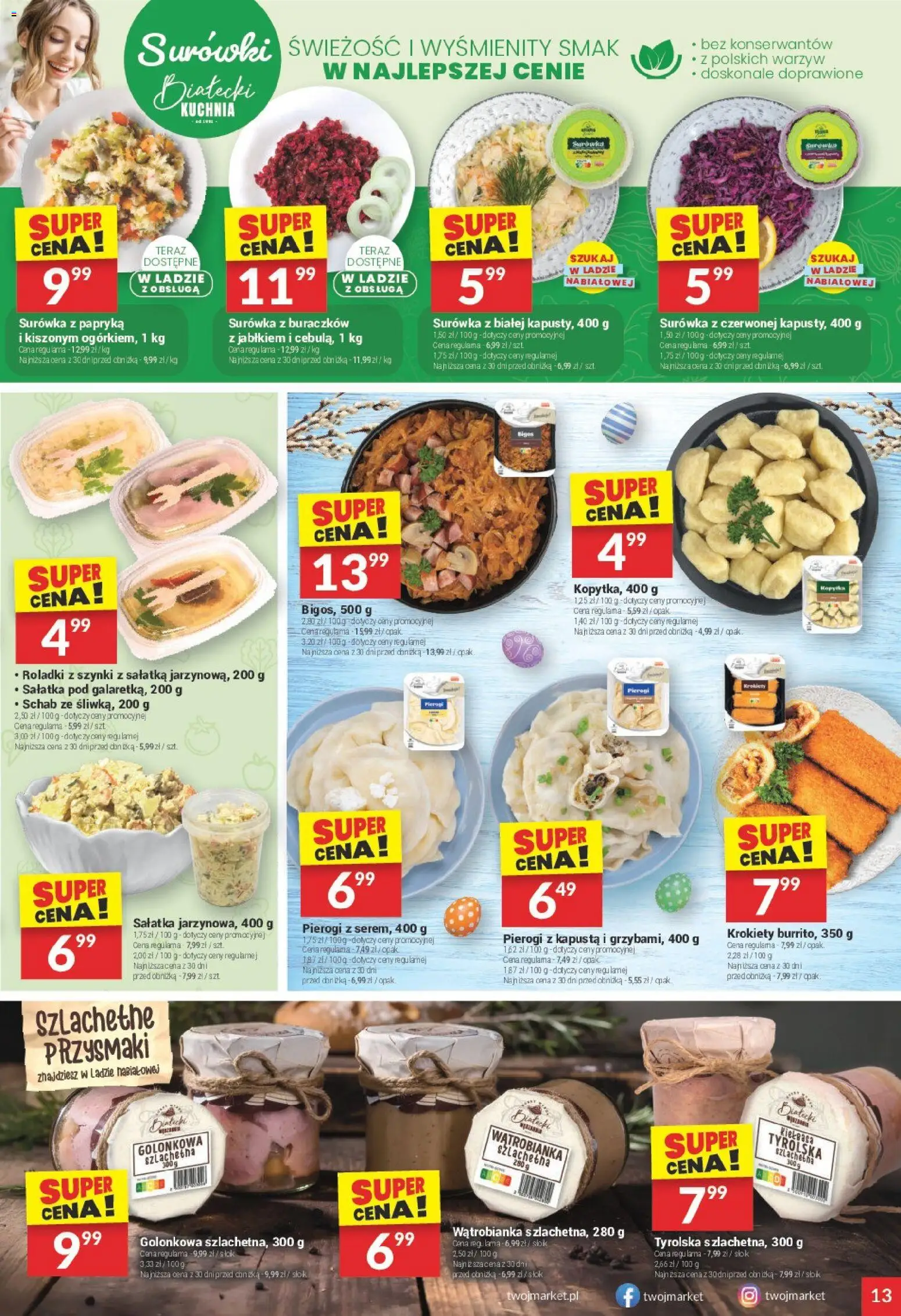 Twój Market gazetka od 18.03.2026 | Strona: 13 | Produkty: Kapusta, Krokiety, Kopytka, Sałatka