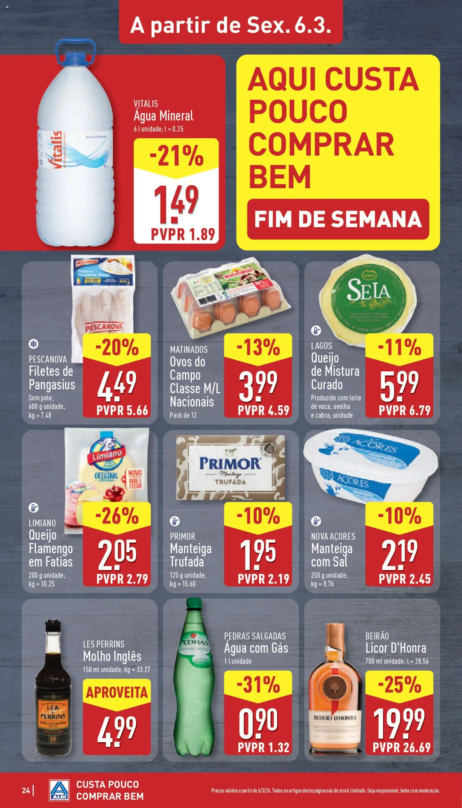 Aldi folheto │ válido de 02.03.2026 | Página: 24 | Produtos: Licor, Queijo, Ovos, Água com gás
