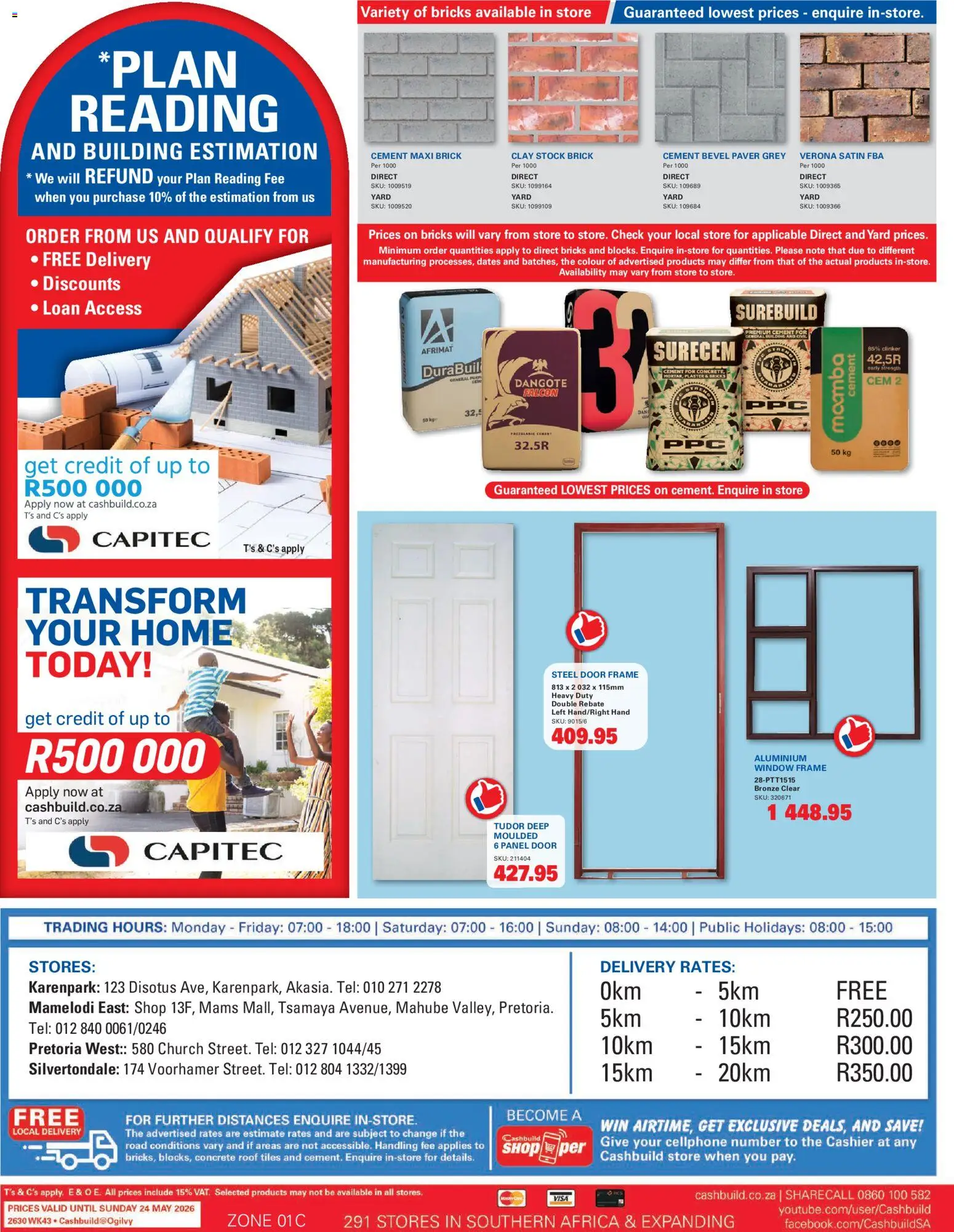 New Cashbuild catalogue – valid from 20.04.2026 | Page: 4 | Products: Dates, Frame, Door frame, Cement