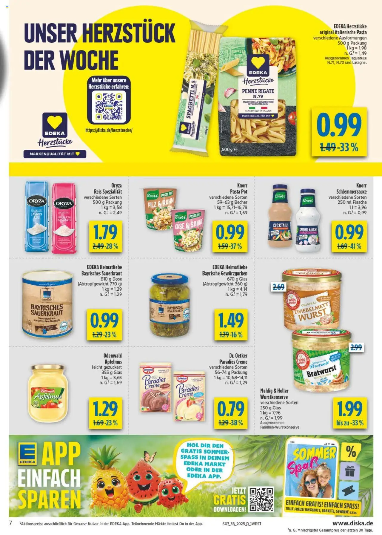 Diska - Bayern - gültig ab dem 11.08.2025 | Seite: 7 | Produkte: Käse, Pasta, Reis, Sahne