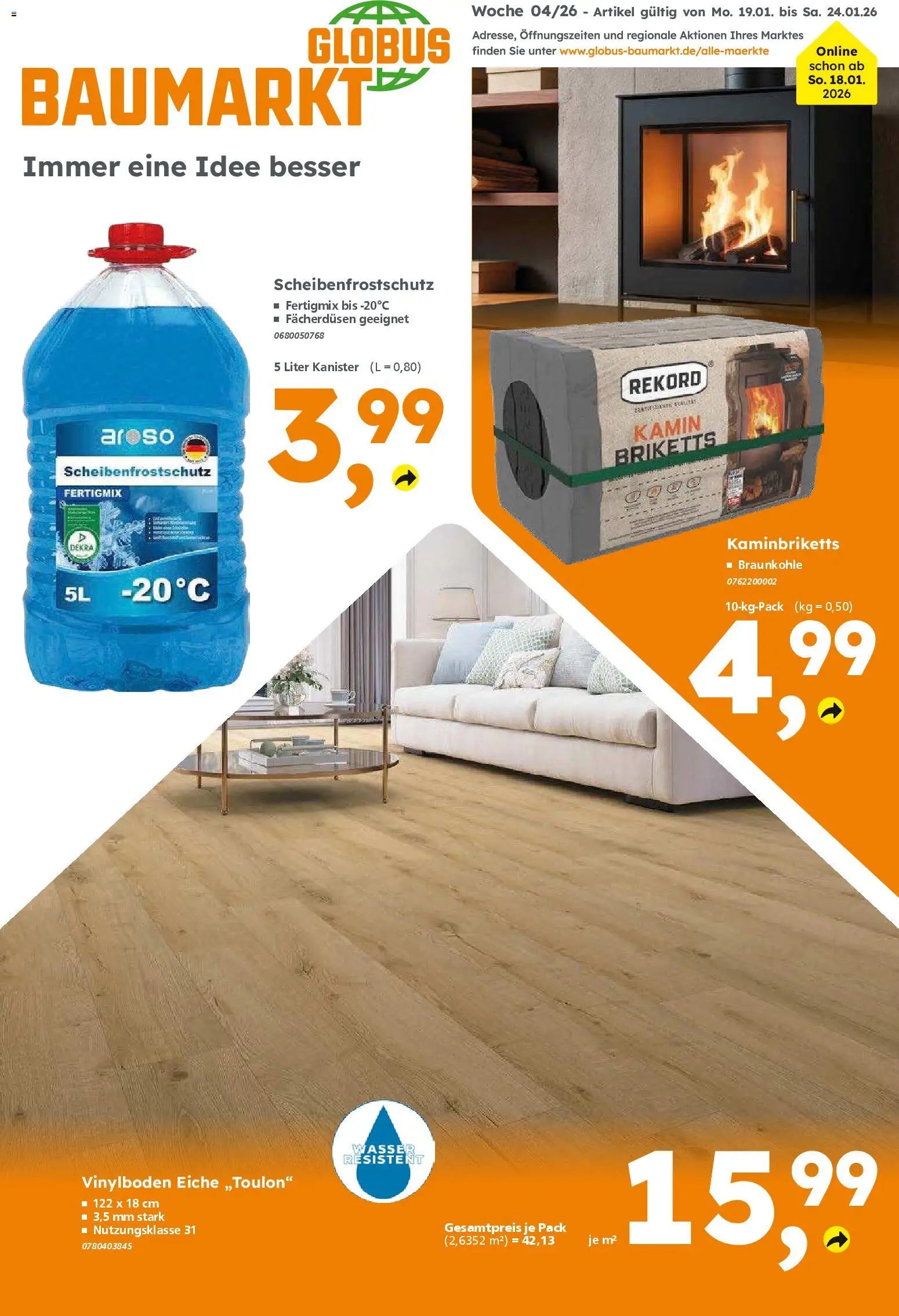 Globus Baumarkt Prospekt 	 – gültig ab 19.01.2026 | Seite: 1