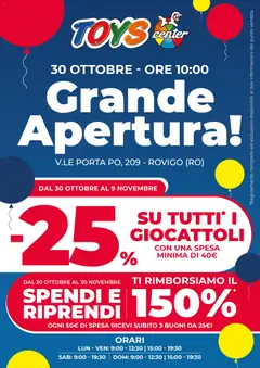 Anteprima del volantino Toys Center Nuova Apertura Rovigo catalogo valido a partire dal 30.10.2025