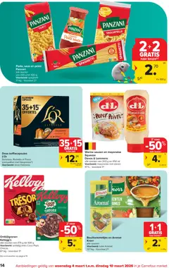 Carrefour folder - Voorbeeld van een folder van Carrefour, geldig van 04.03.2026 | Pagina: 14 | Producten: Pasta, Saus, Koffiecapsules, Eieren
