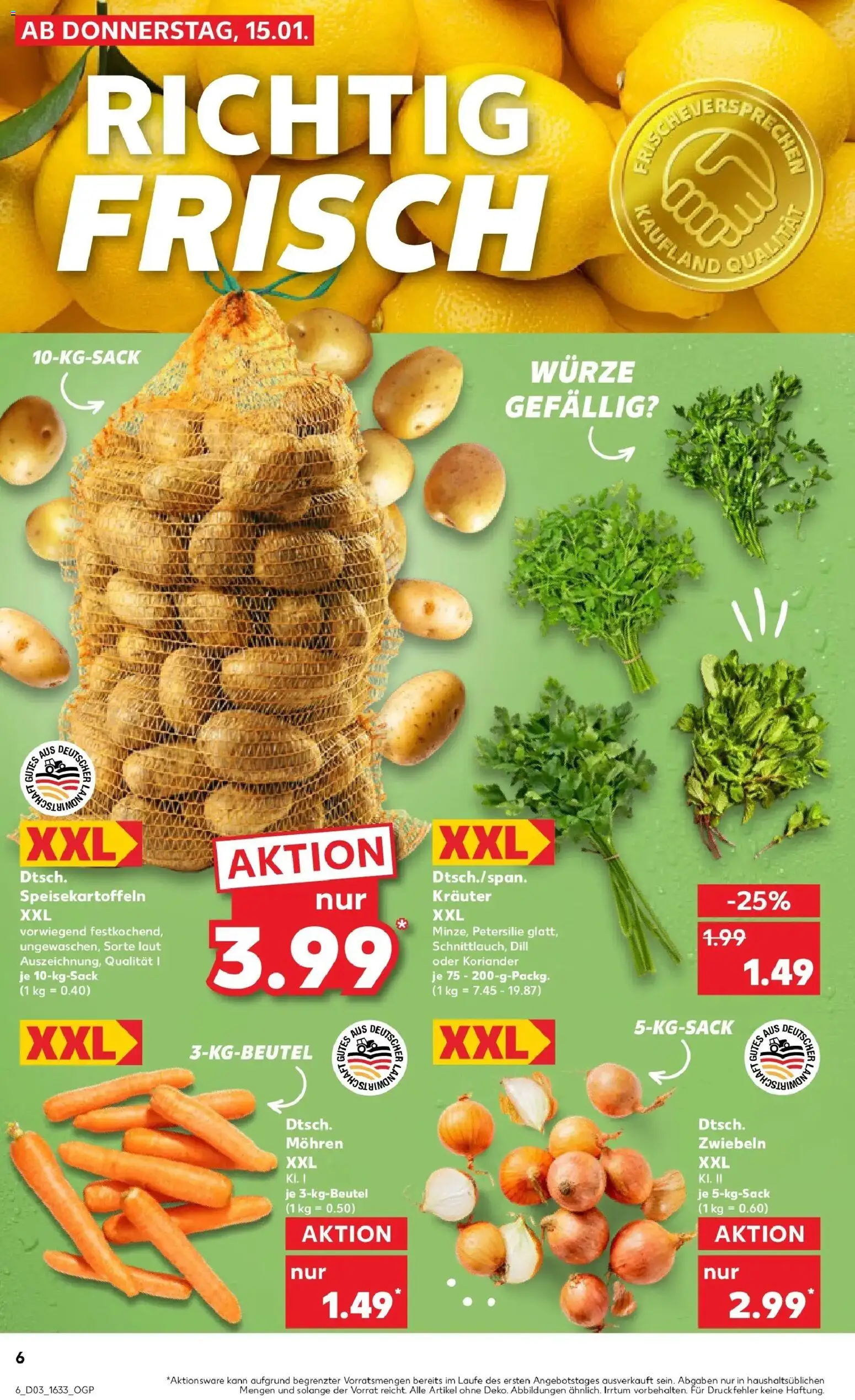Kaufland prospekt Schrobenhausen	 – gültig ab 19.01.2026 | Seite: 6 | Produkte: Mohren, Zwiebeln, Petersilie, Dill