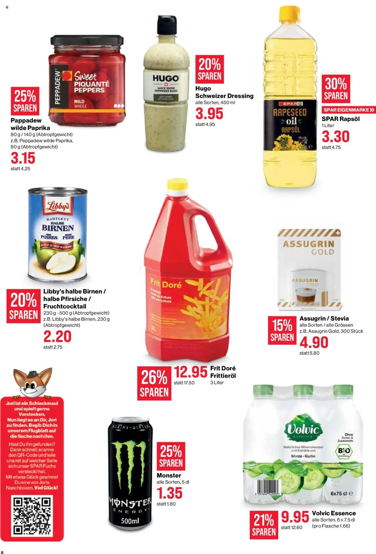 SPAR Aktionen – gültig ab 09.10.2025 | Seite: 8 | Produkte: Rapsöl, Dressing, Mineralwasser, Zucker