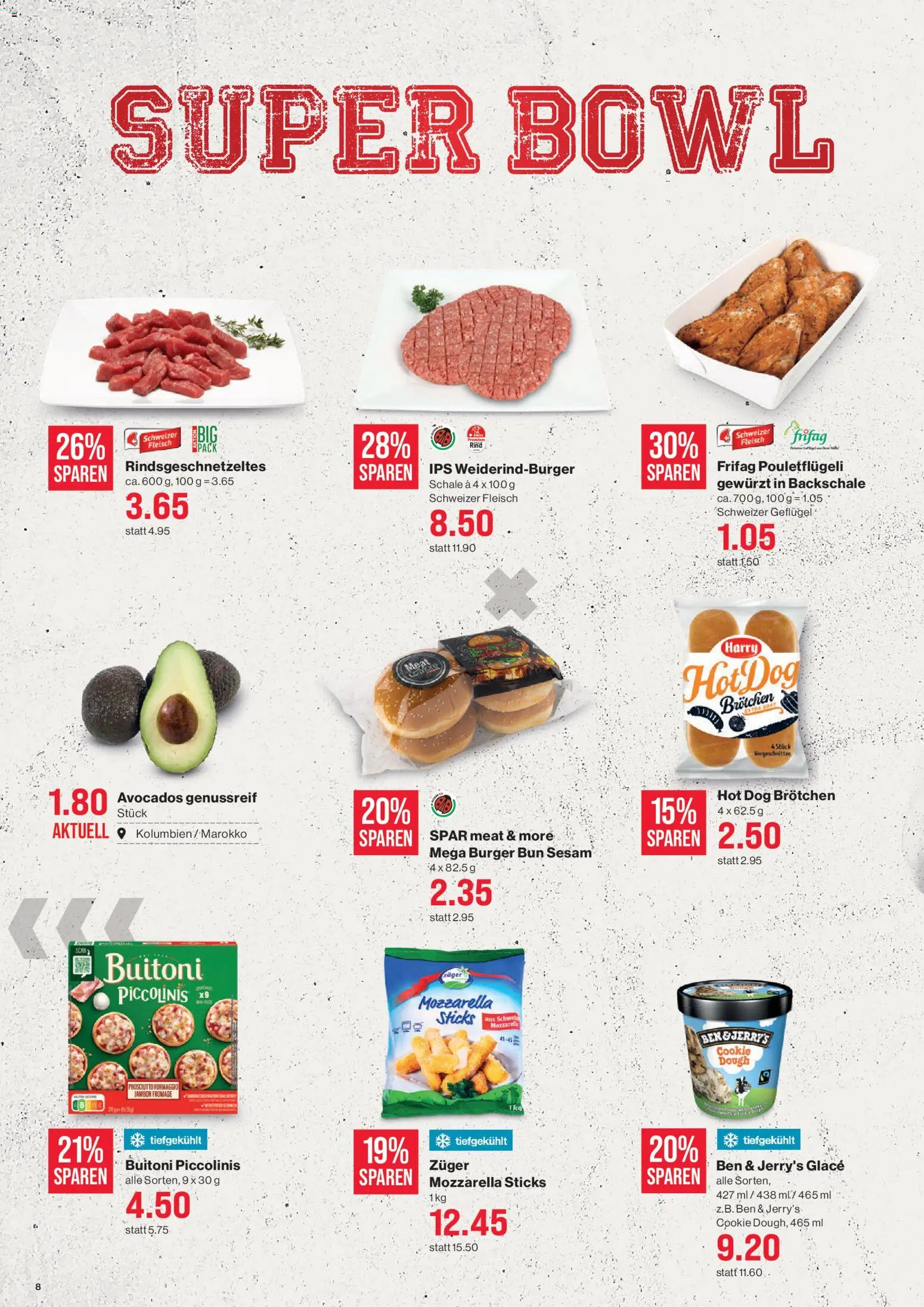 SPAR Aktionen – gültig ab 05.02.2026 | Seite: 8 | Produkte: Burger, Burger Bun, Glace