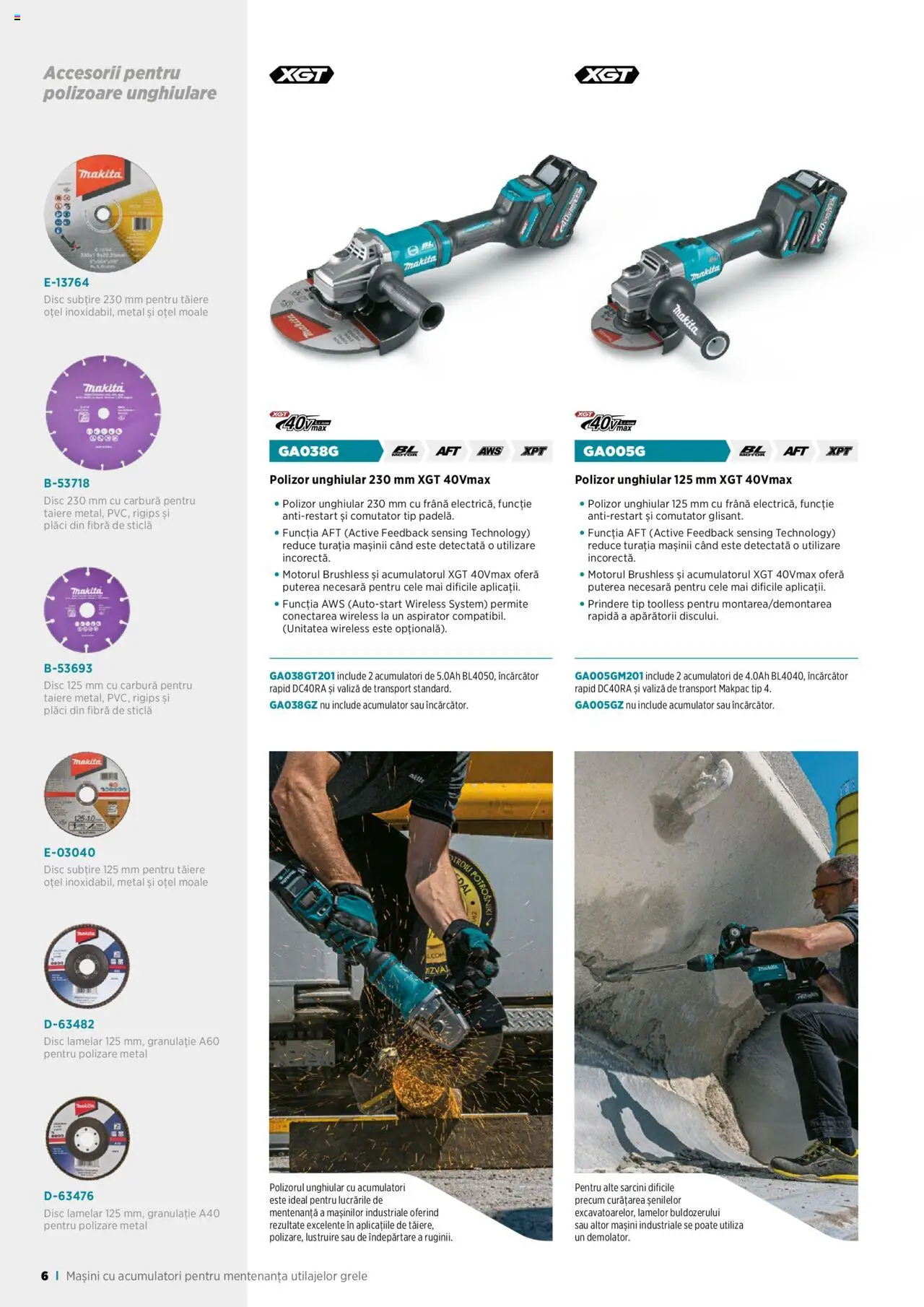Makita catalog - Broșură Mașini cu acumulatori pentru mentenanță utilaje grele – valabil de la 01.09.2023 | Pagină: 6 | Produse: Valiză, Disc, Aspirator, Polizor