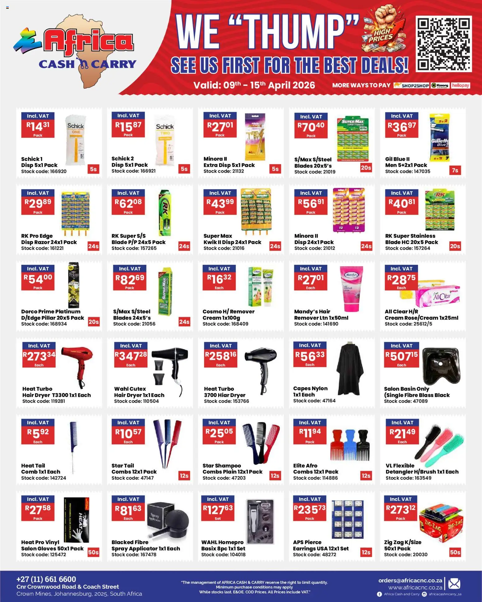New Africa Cash & Carry catalogue – valid from 09.04.2026 | Page: 21 | Products: Gloves, Dryer, Shampoo, Cutex