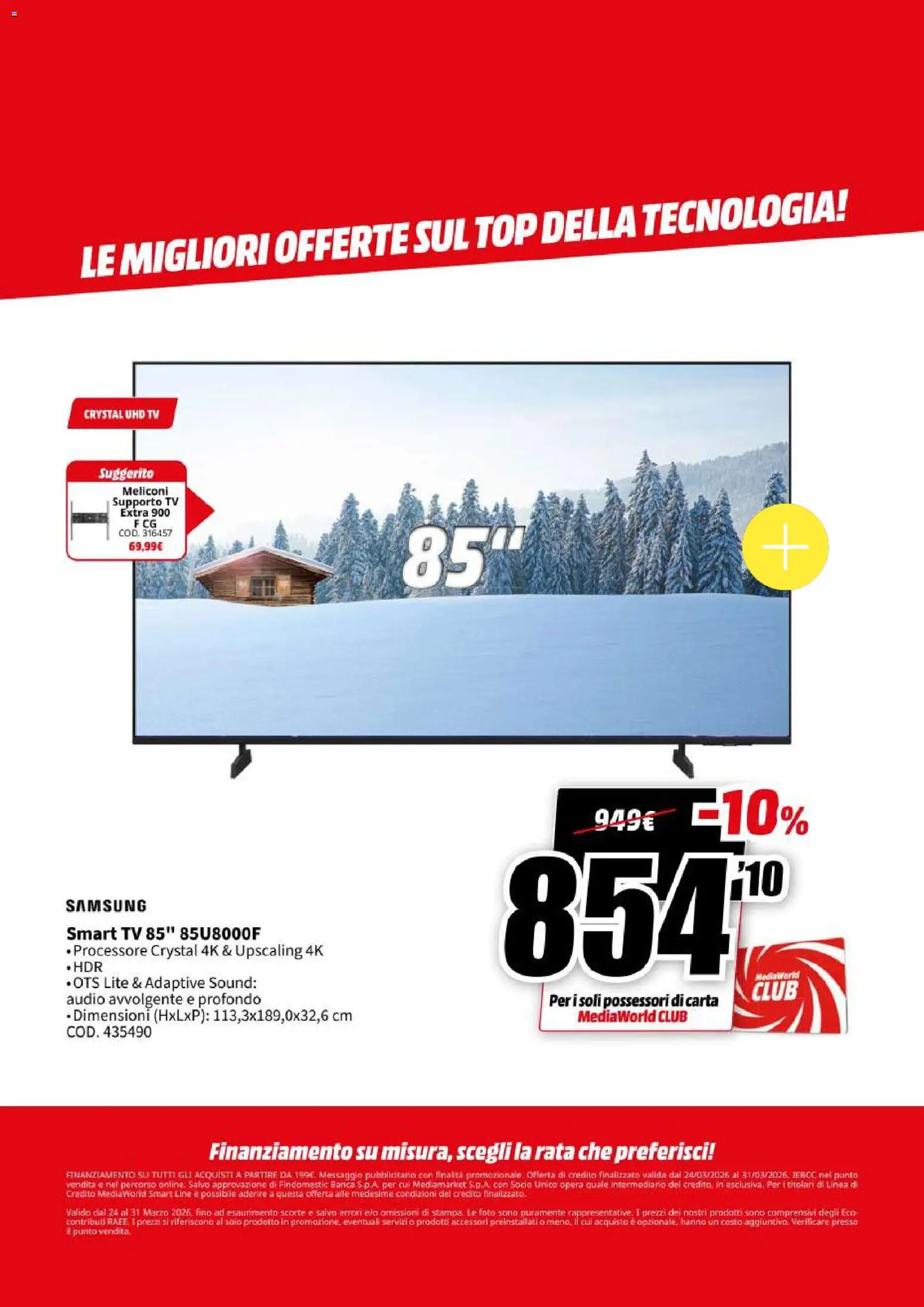 Volantino Media World del 24.03.2026 | Pagina: 9 | Prodotti: Top, TV, Audio, Samsung
