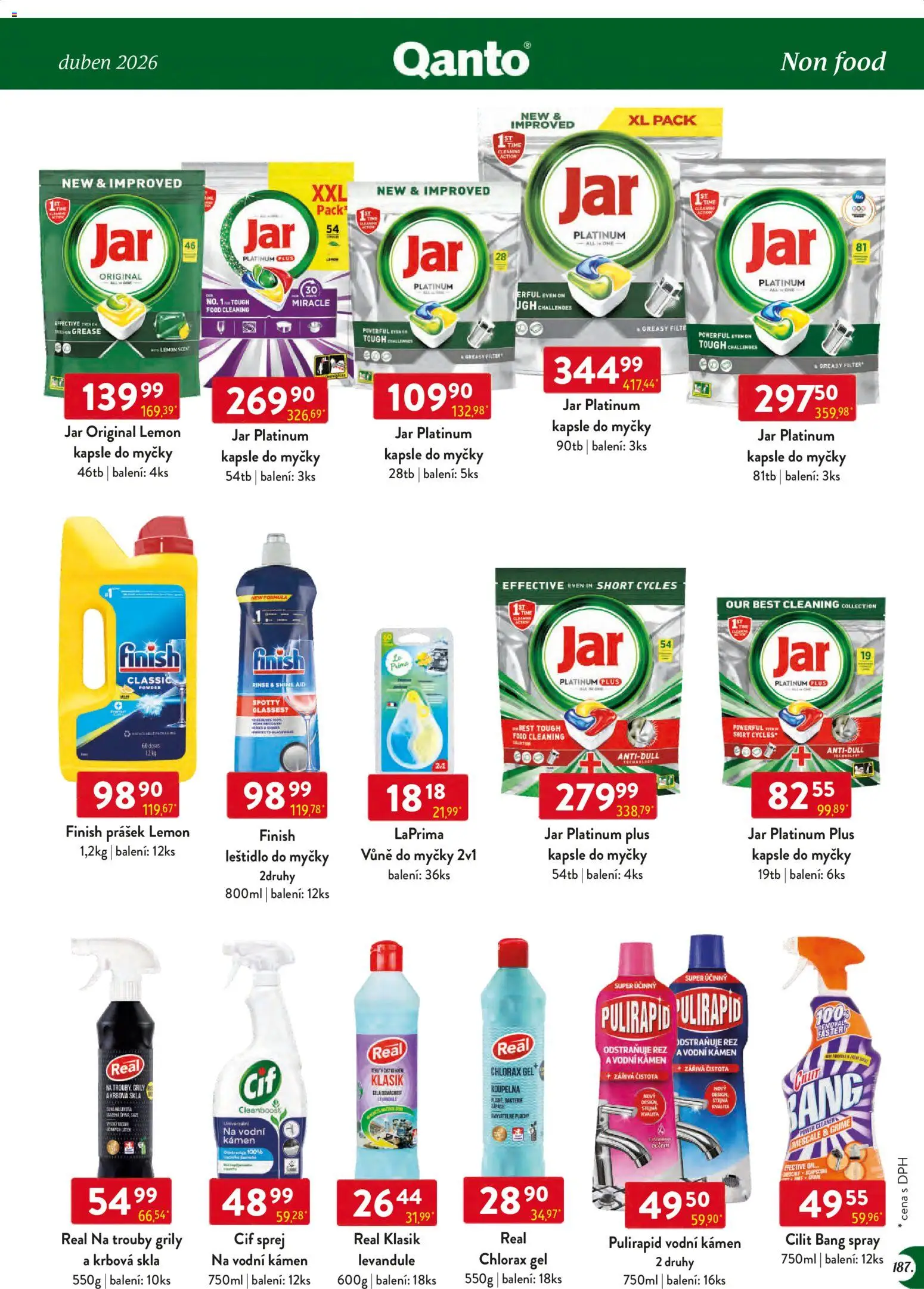 Astur & Qanto leták - Velkoobchod 04/2026 od 01.04.2026 | Strana: 187 | Produkty: Jar platinum plus, Cif, Jar, Jar platinum