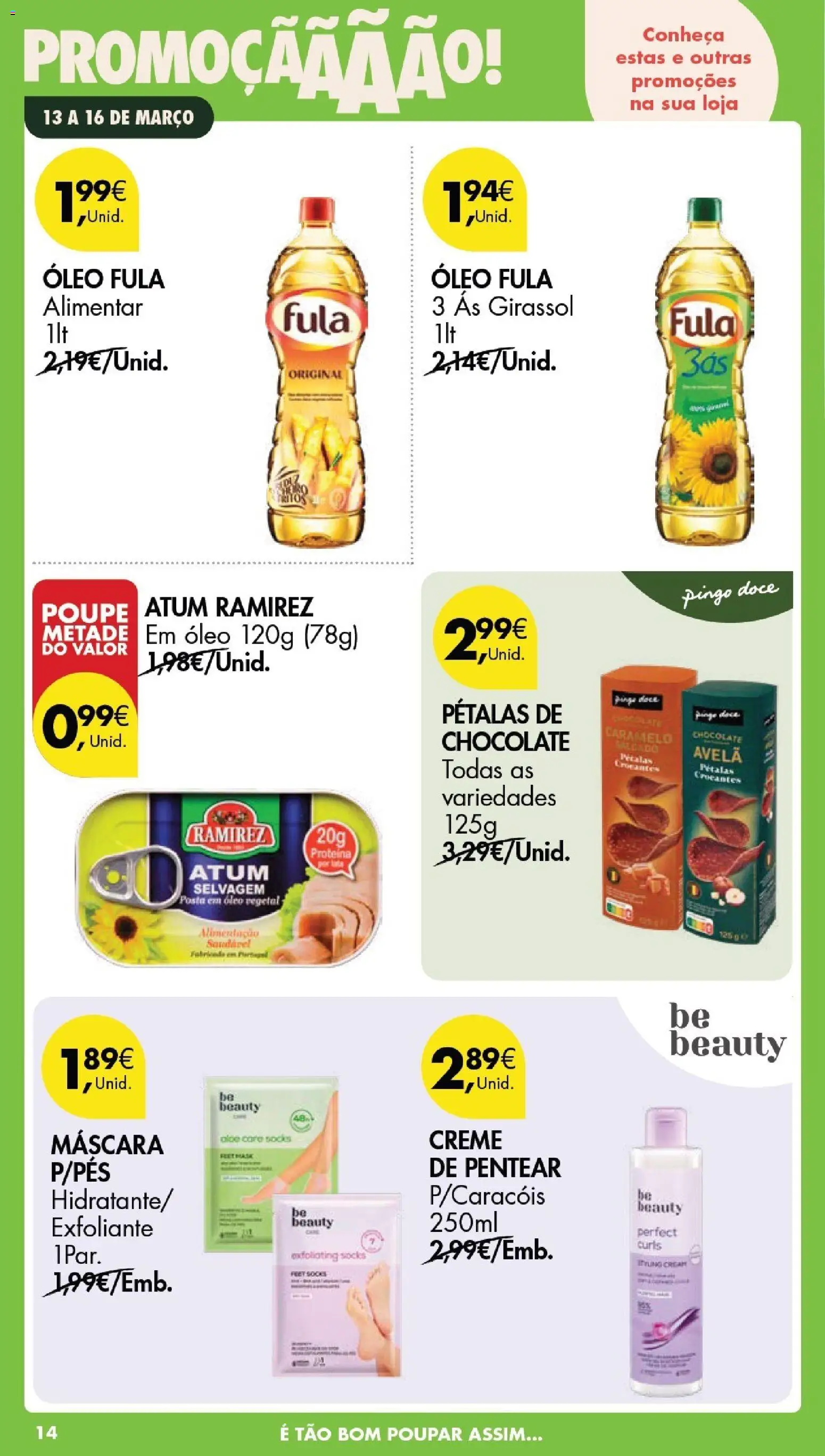 Pingo Doce Poupe este Fim de Semana │ válido de 13.03.2026 | Página: 14 | Produtos: Atum, Óleo, Chocolate, Creme