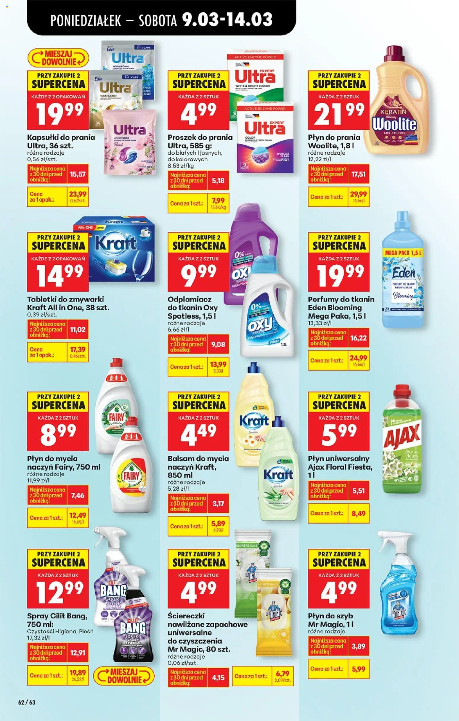 Biedronka gazetka od poniedziałku od 09.03.2026 | Strona: 72 | Produkty: Cleaner, Fairy, Odplamiacz, Płyn do mycia naczyń
