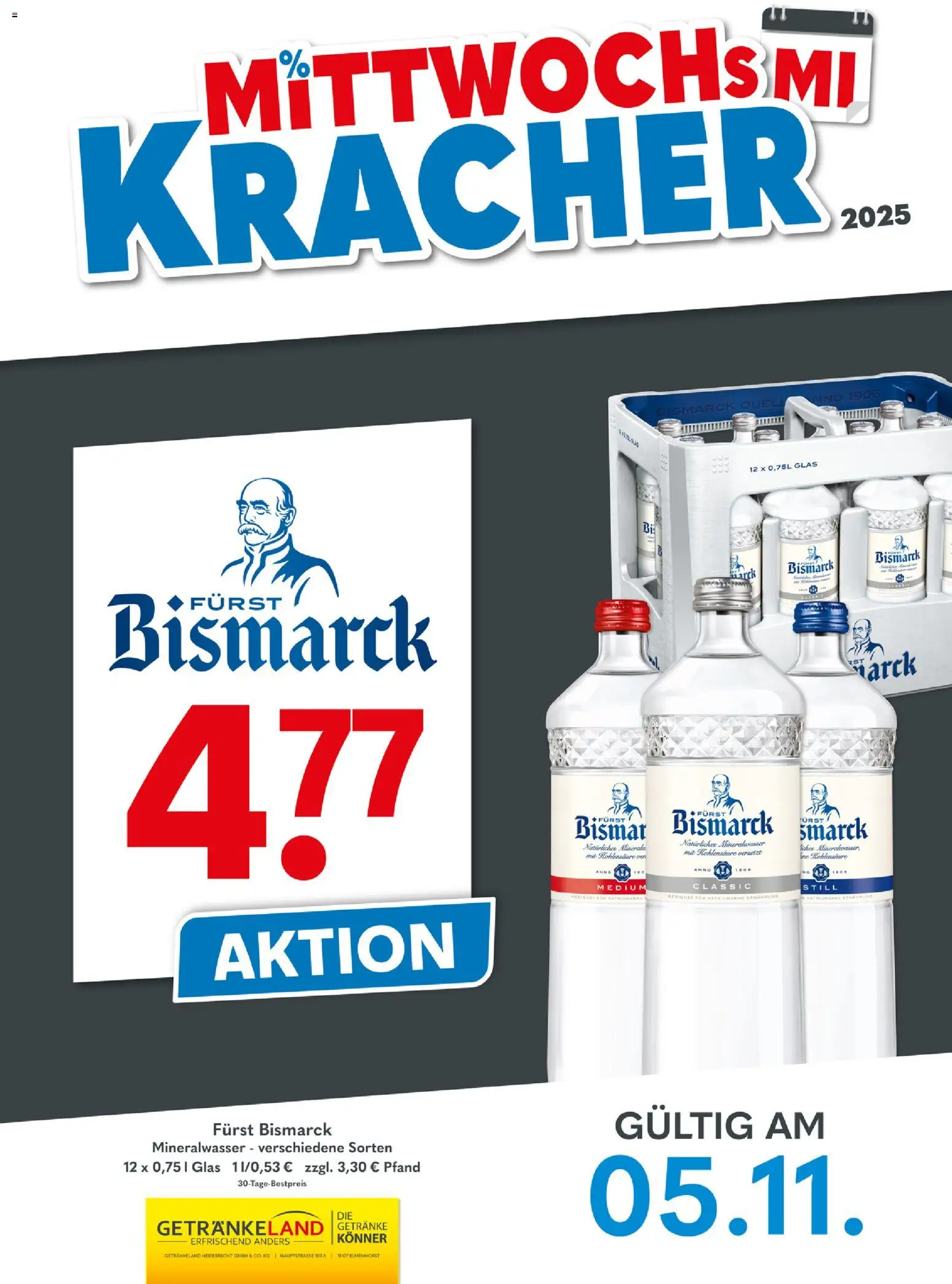 Getränkeland Mittwochs Kracher – gültig ab 05.11.2025 | Seite: 1 | Produkte: Mineralwasser