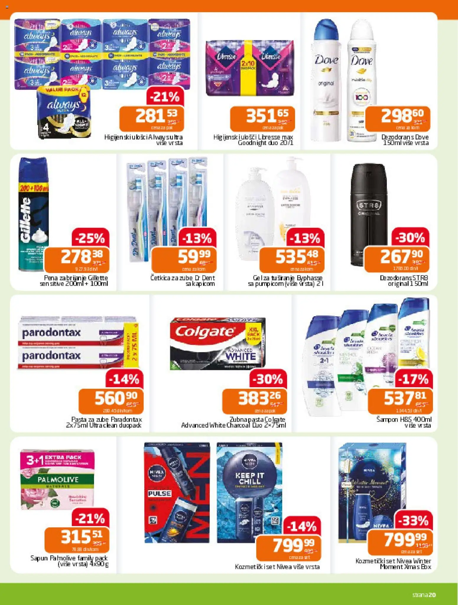 Gomex katalog - važi od 17.12.2025 | Strana: 20 | Proizvode: Palmolive, Nivea, Dove, Pasta za zube