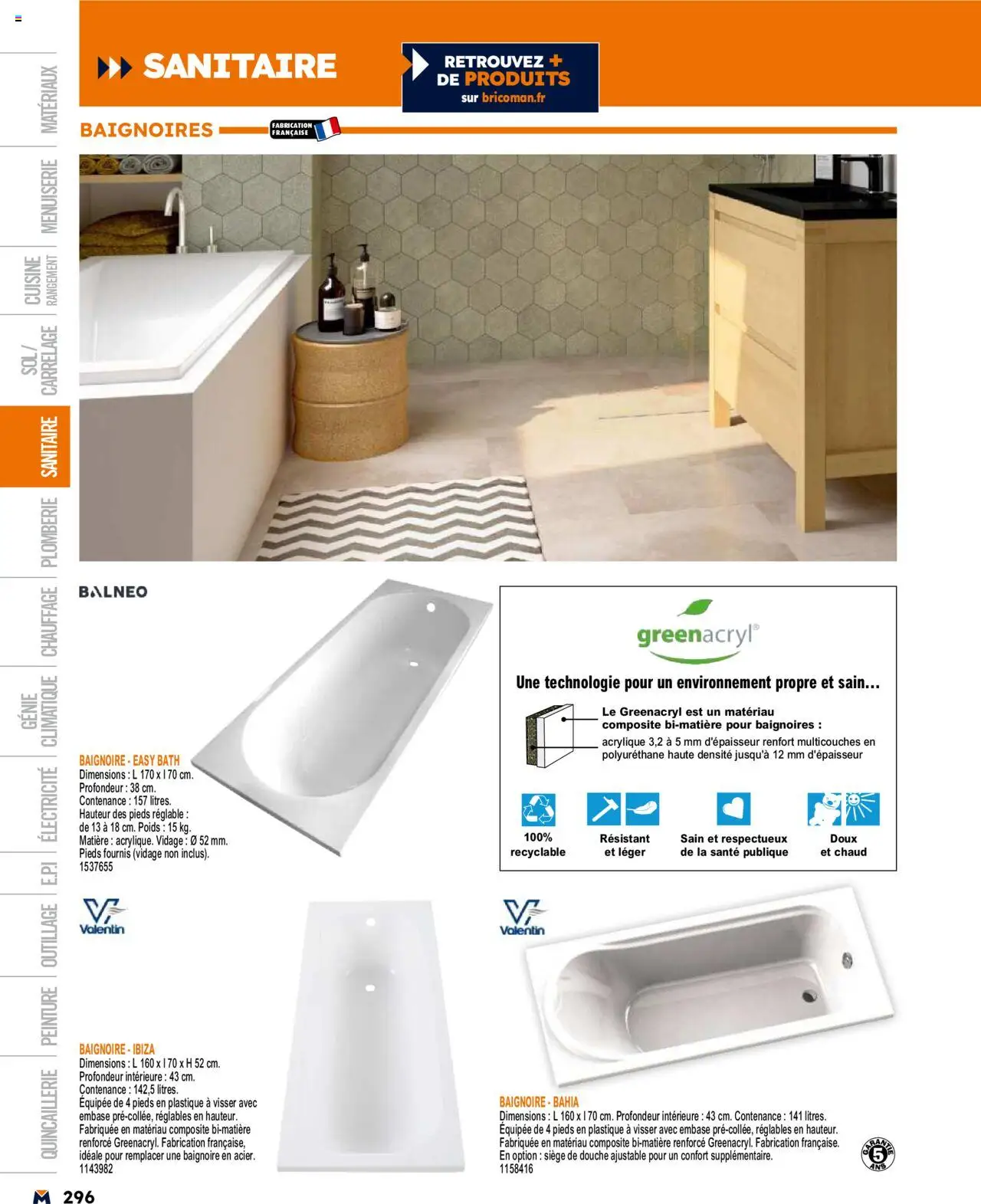  | Page: 296 | Produits: Poids, Baignoire, Douche