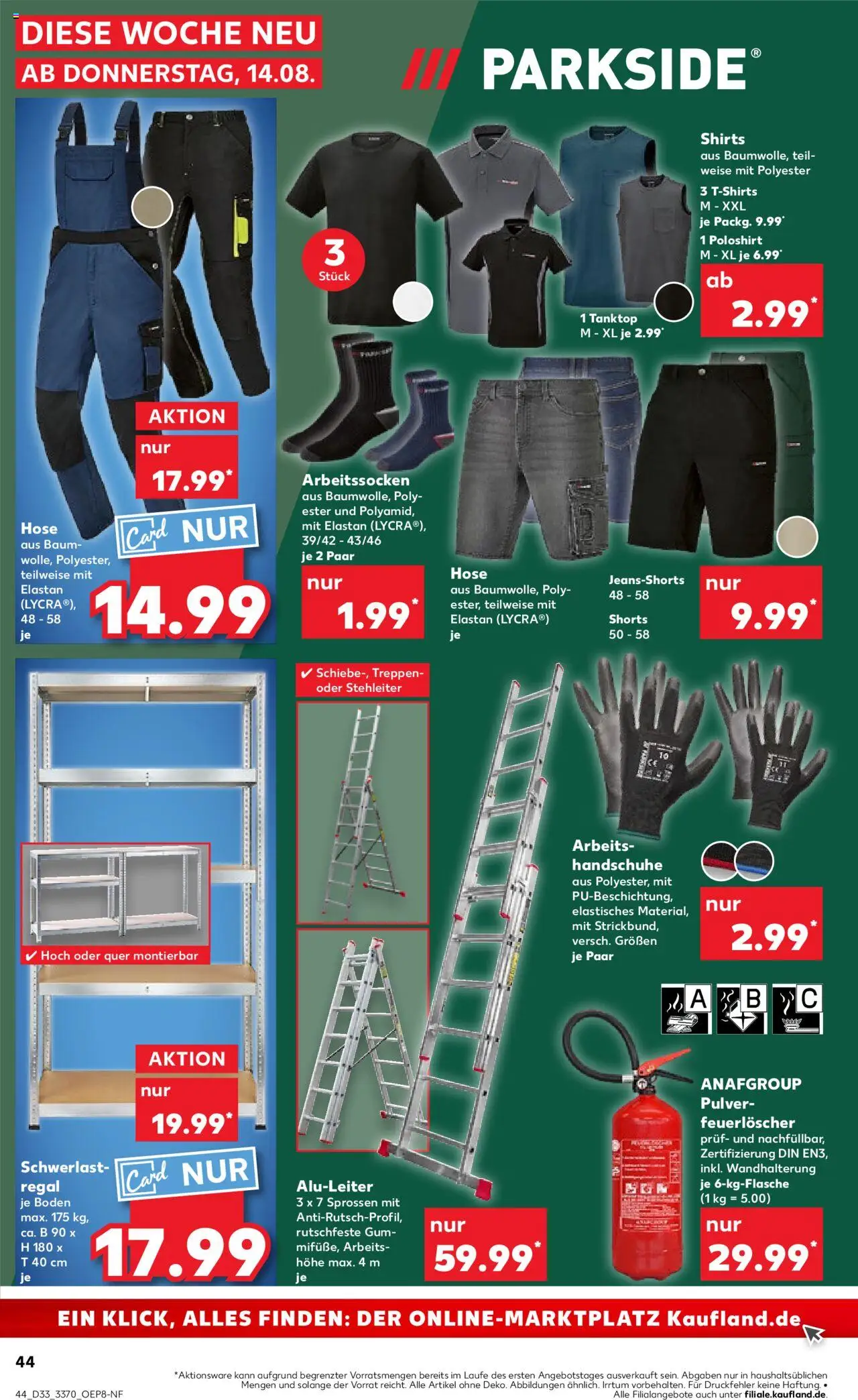 Kaufland prospekt Jena	 - gültig ab dem 14.08.2025 | Seite: 44 | Produkte: Top, Regal, Jeans Shorts, Hose